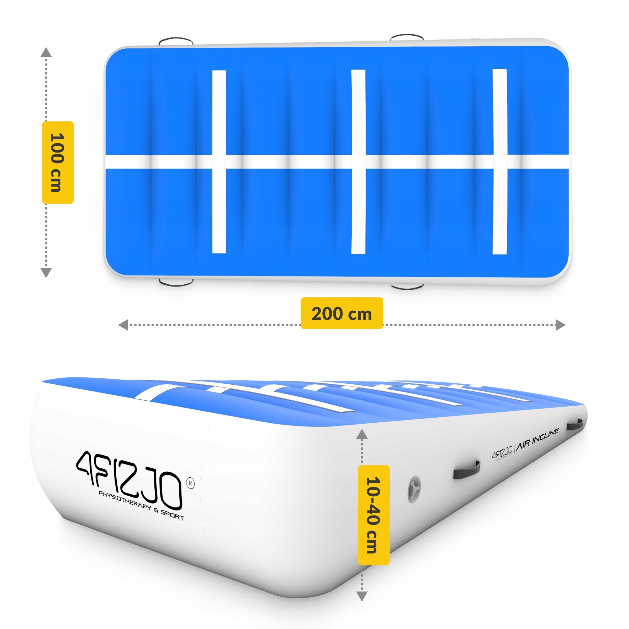 SKOS ACROBATIC AIR INCLINE GYMNASTIC MATTRESS AND PUMP 2x1x0,4m Color blue