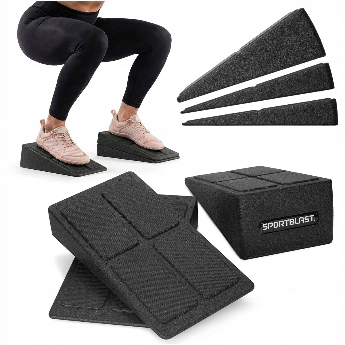 SLANT BOARD Squat Wedge PLATFORM ADJUSTABLE Under Heels for Exercise