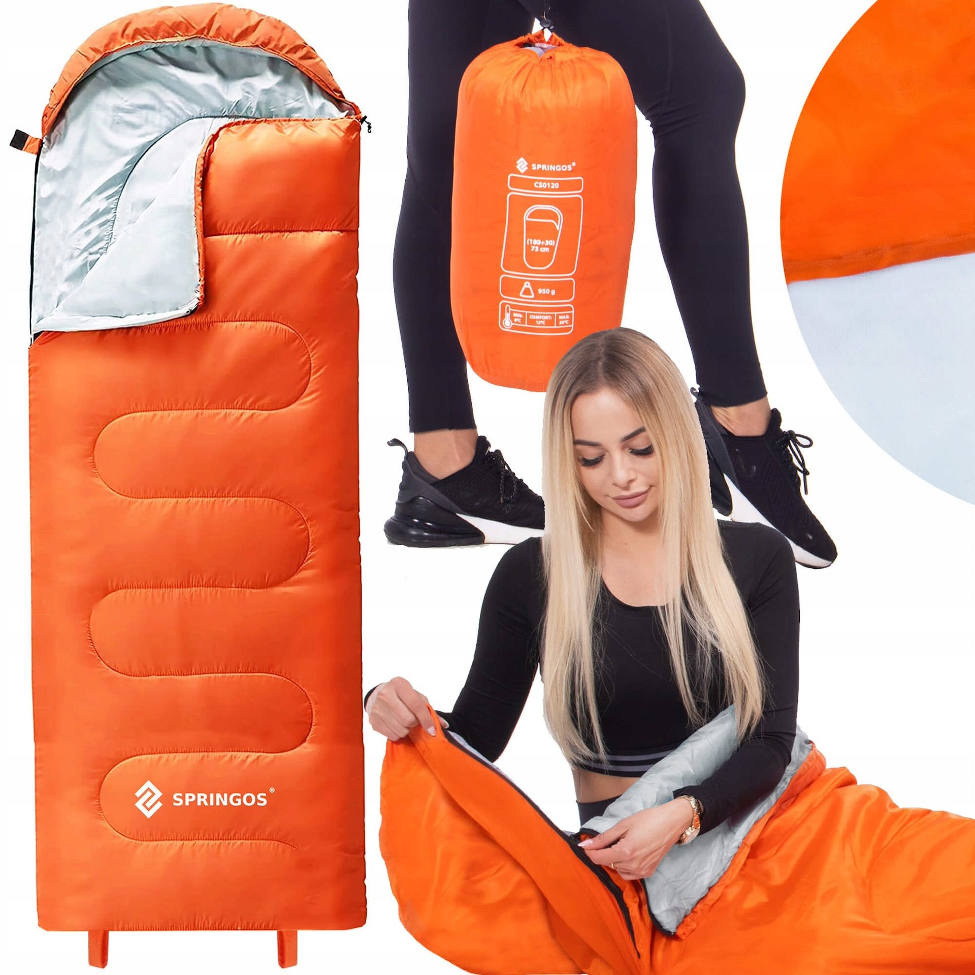 SLEEPING BAG MUMMY HIKING LIGHT WARM QUILT HOOD 2in1 COVER 205x73 CM Packaging status original