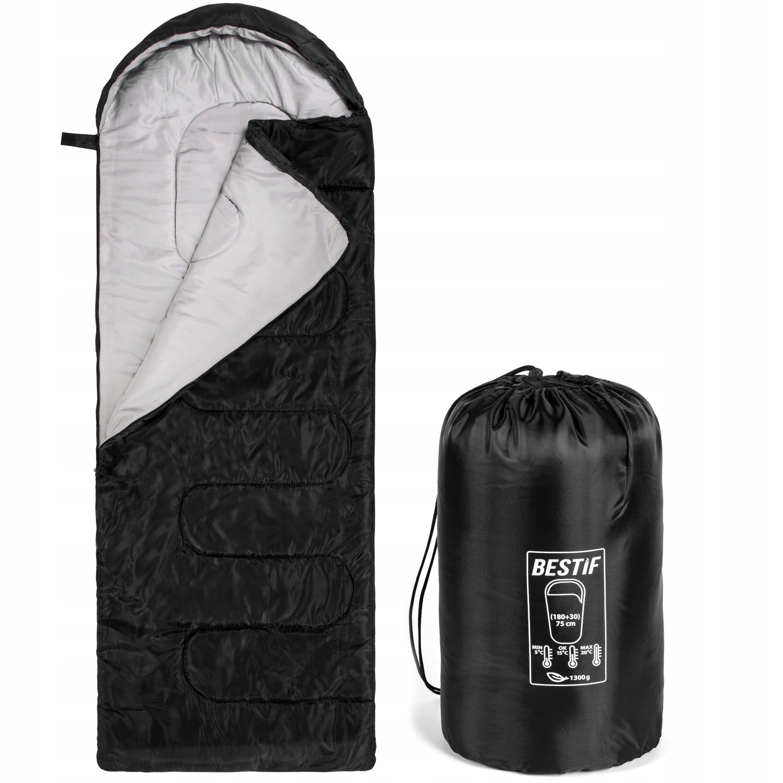 SLEEPING BAG QUILT 2in1 WITH HOOD TOURIST WARM BESTIF 210X75 CM COVER Brand Bestif