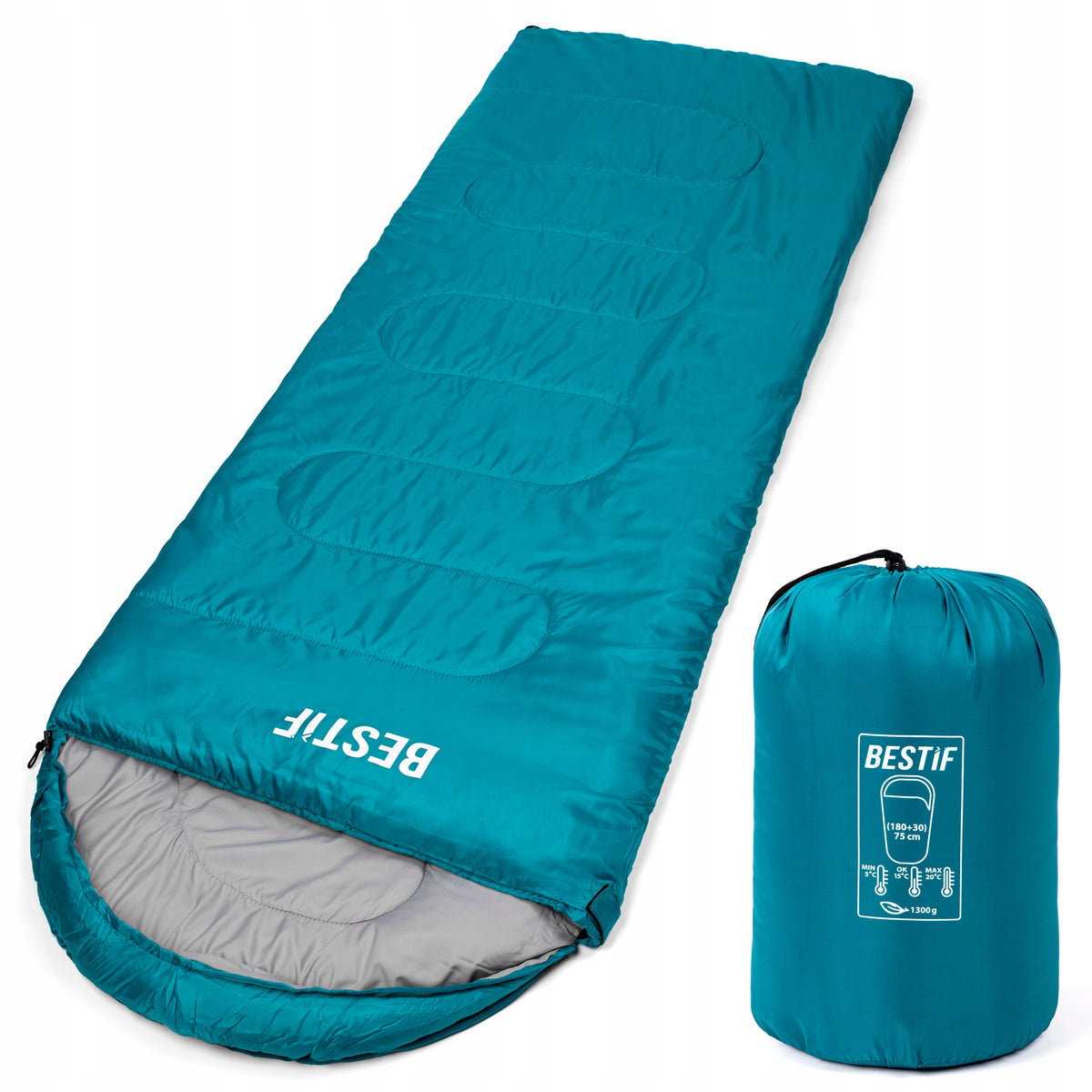SLEEPING BAG QUILT 2in1 WITH HOOD TOURIST WARM BESTIF 210X75 CM COVER Manufacturer code BS002