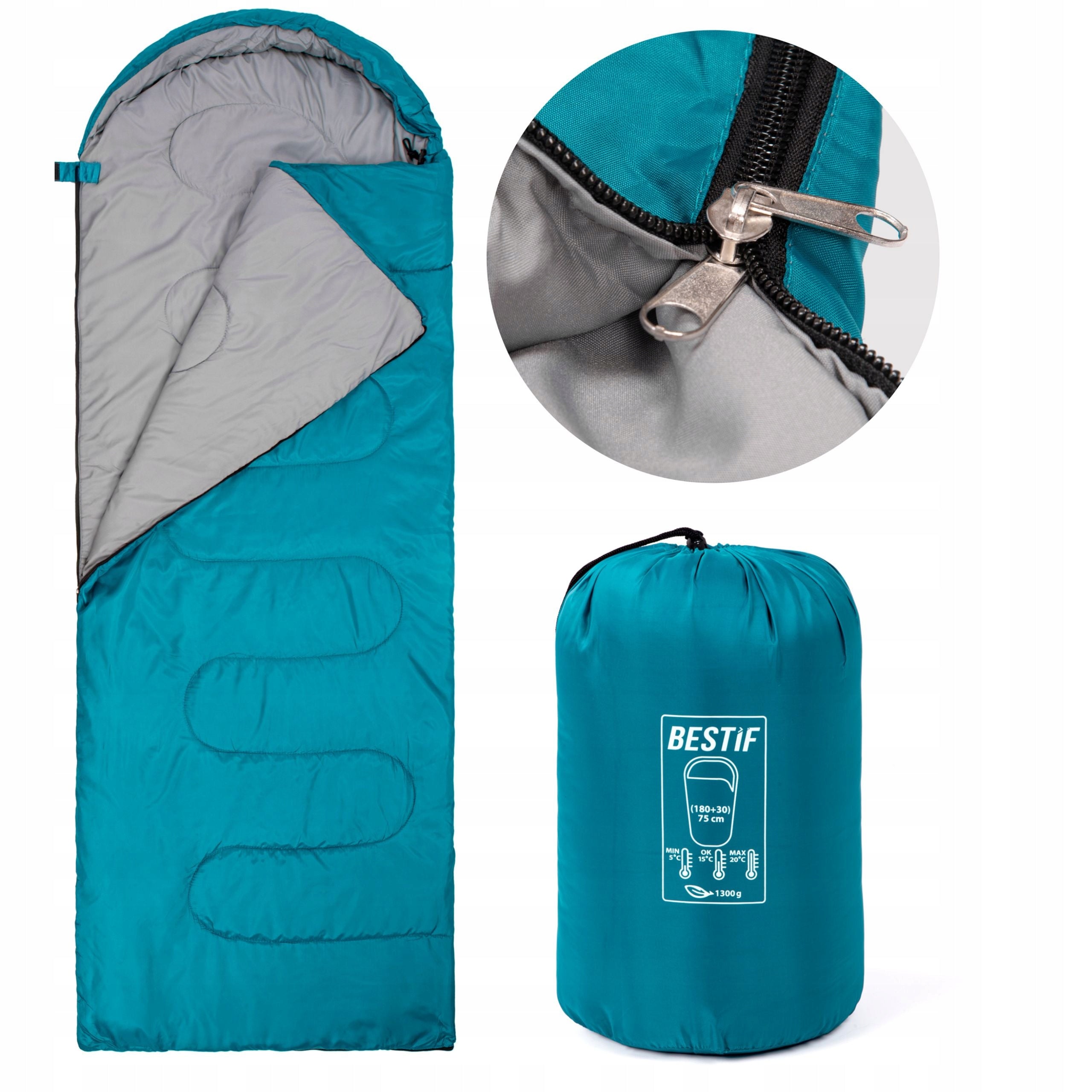 SLEEPING BAG QUILT 2in1 WITH HOOD TOURIST WARM BESTIF 210X75 CM COVER