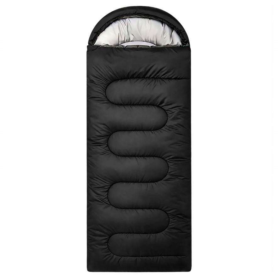 SLEEPING BAG TOURIST MUMMY 2IN1 210x75CM WARM HOOD DUVET COVER BLACK Manufacturer code mx203