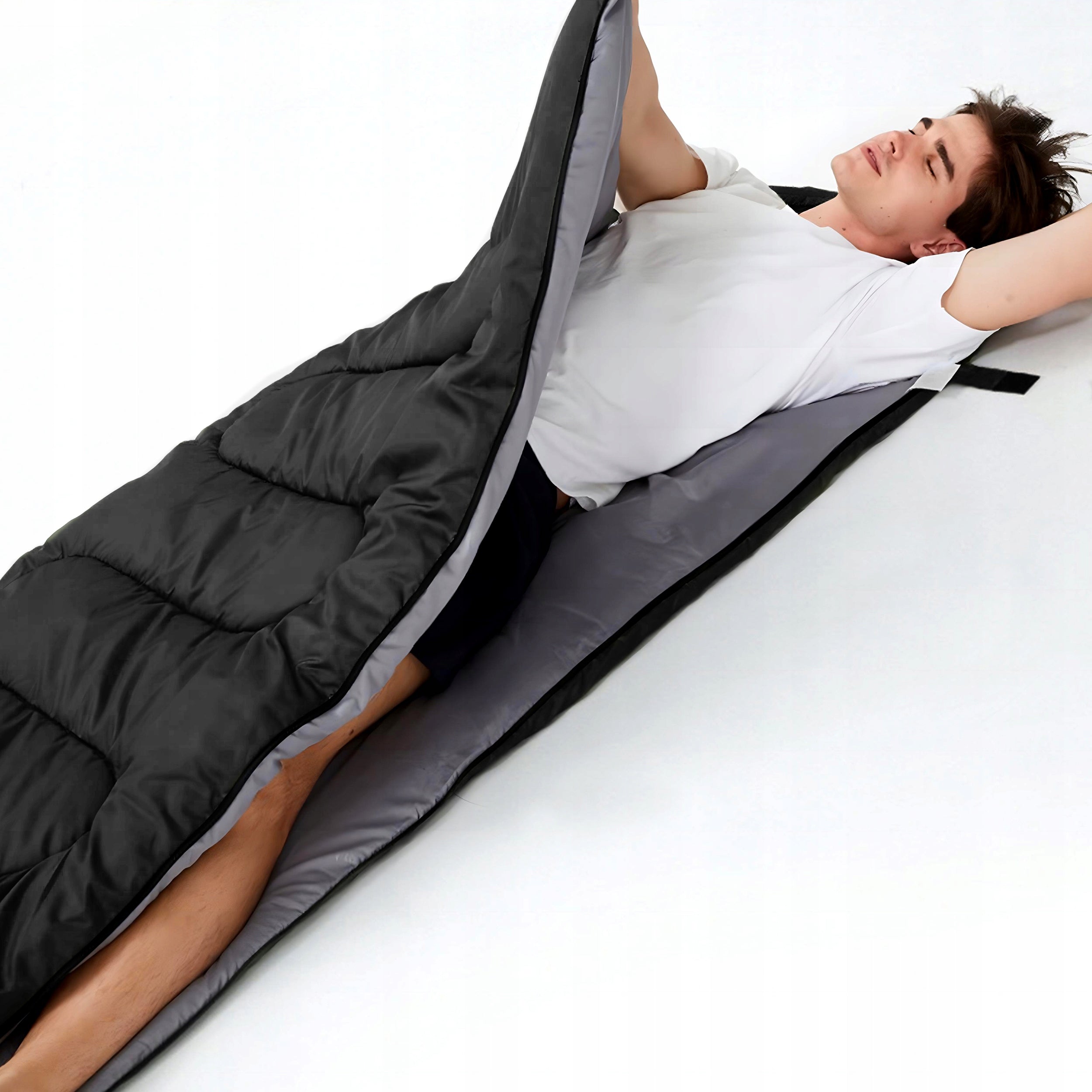 SLEEPING BAG TOURIST MUMMY 2in1 WARM DUVET HOOD LIGHT COVER 210x75 cm Packaging status original