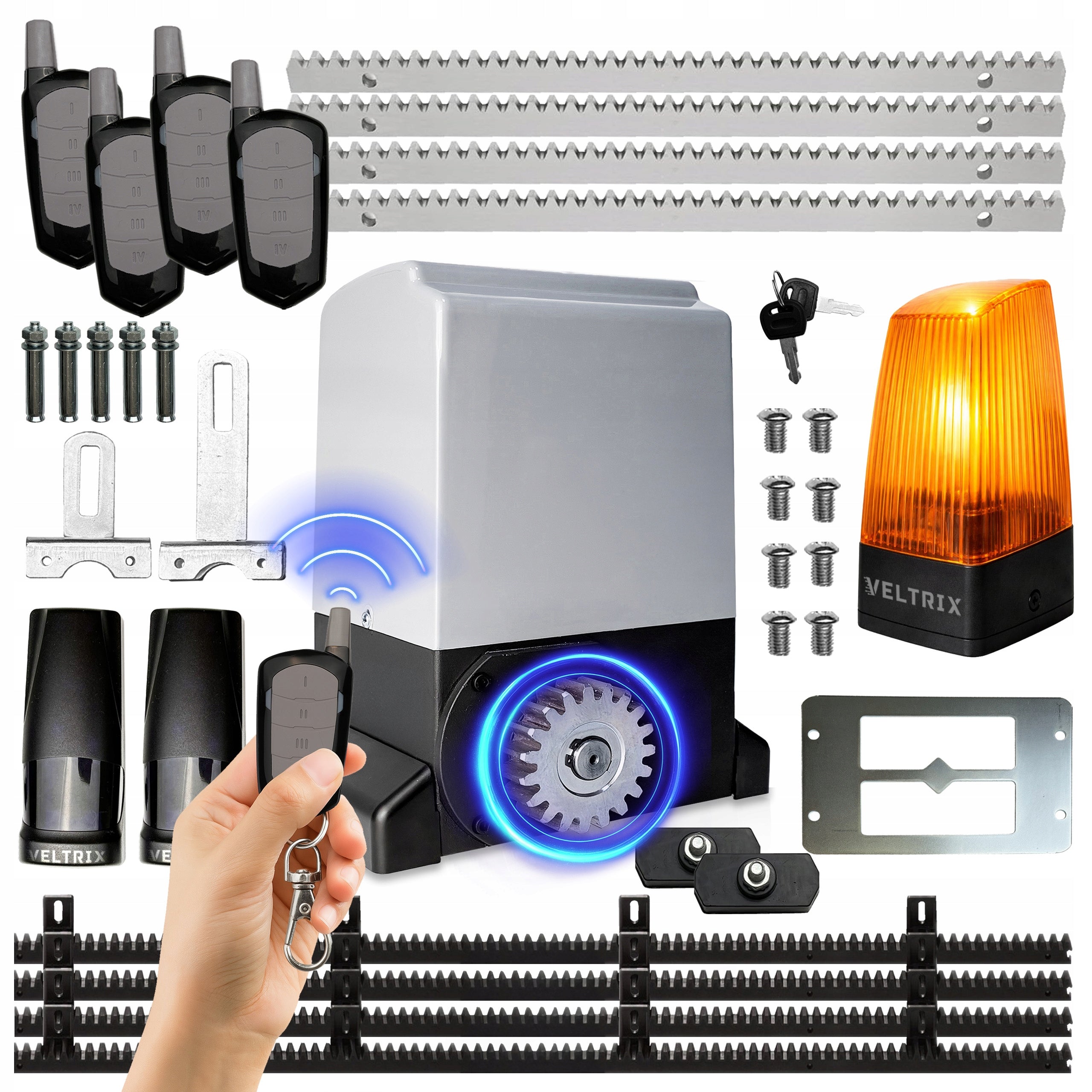 SLIDING gate drive SET 1500kg + 4 remote controls + LED lamp