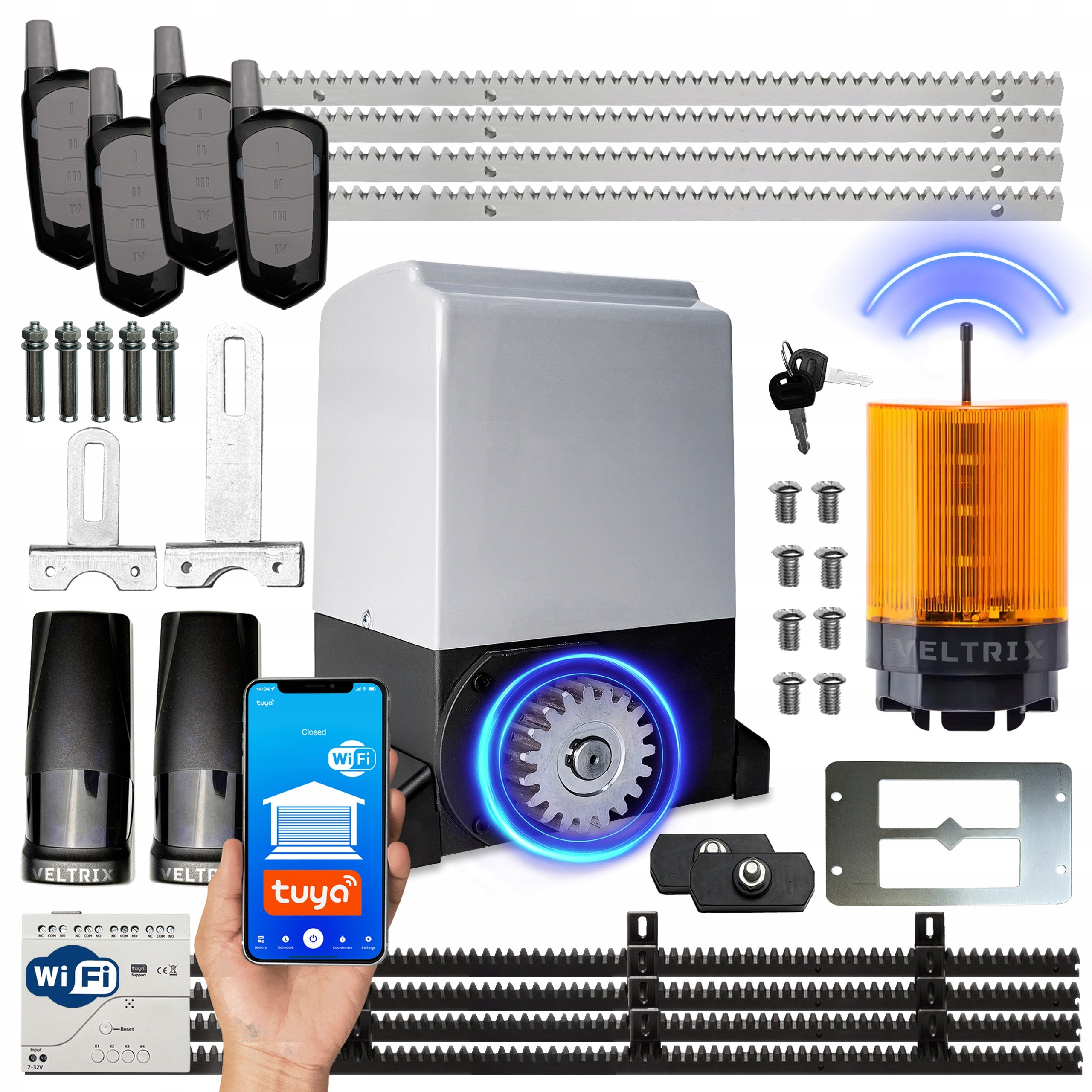 SLIDING gate drive SET 800kg + 4 remote controls + LED lamp + WIFI