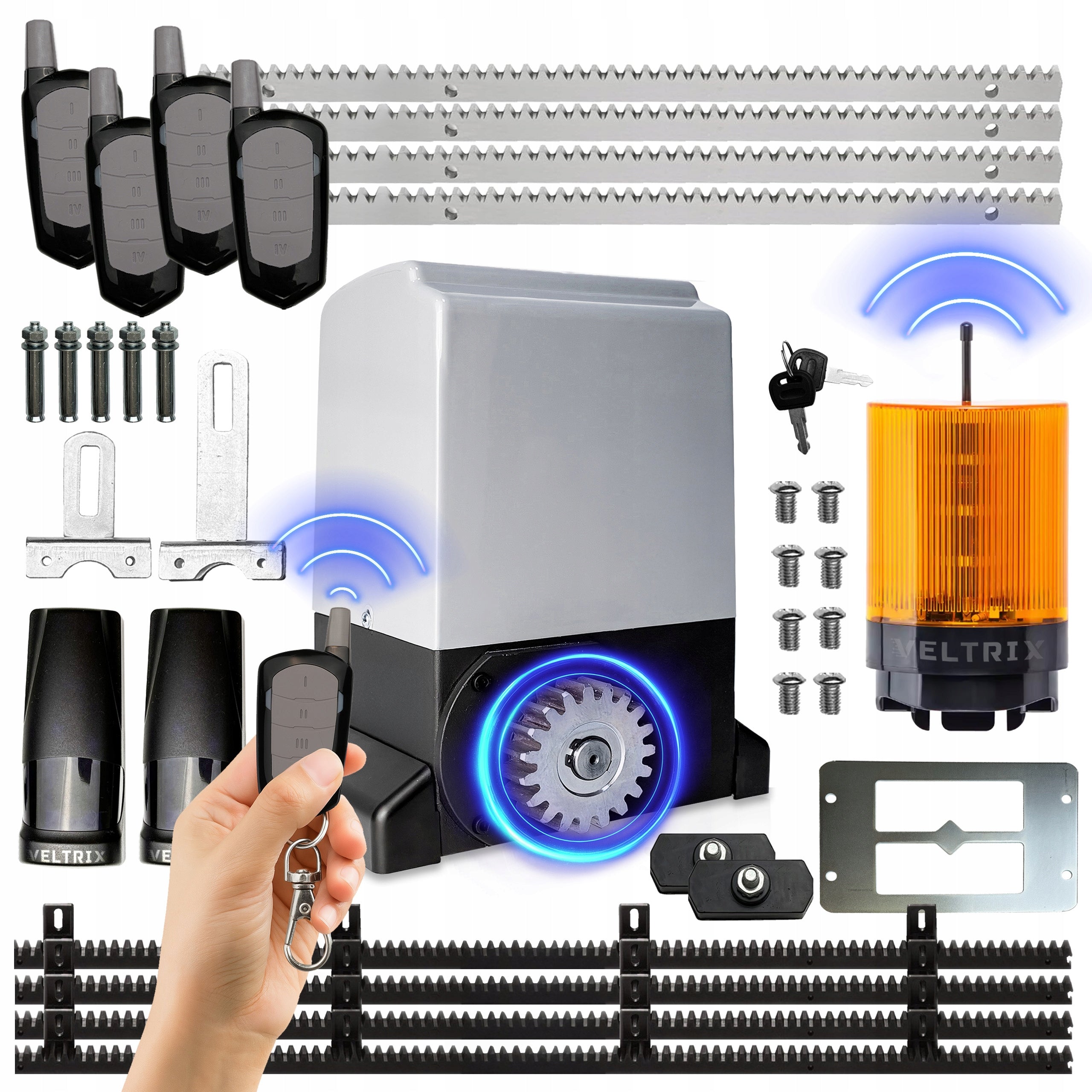 SLIDING gate drive SET 800kg + 4 remote controls + LED lamp