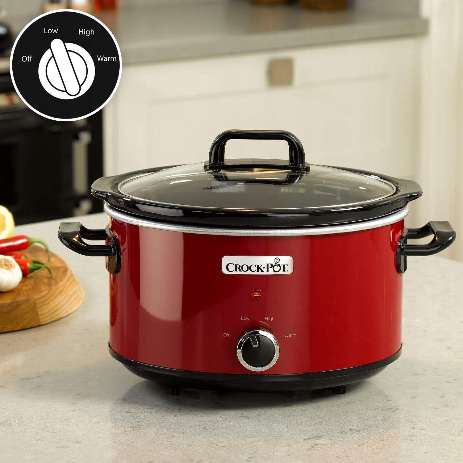 SLOW COOKER CROCK-POT 3,5L RED, 2 POWERS, STAINLESS STEEL Brand Crock-Pot