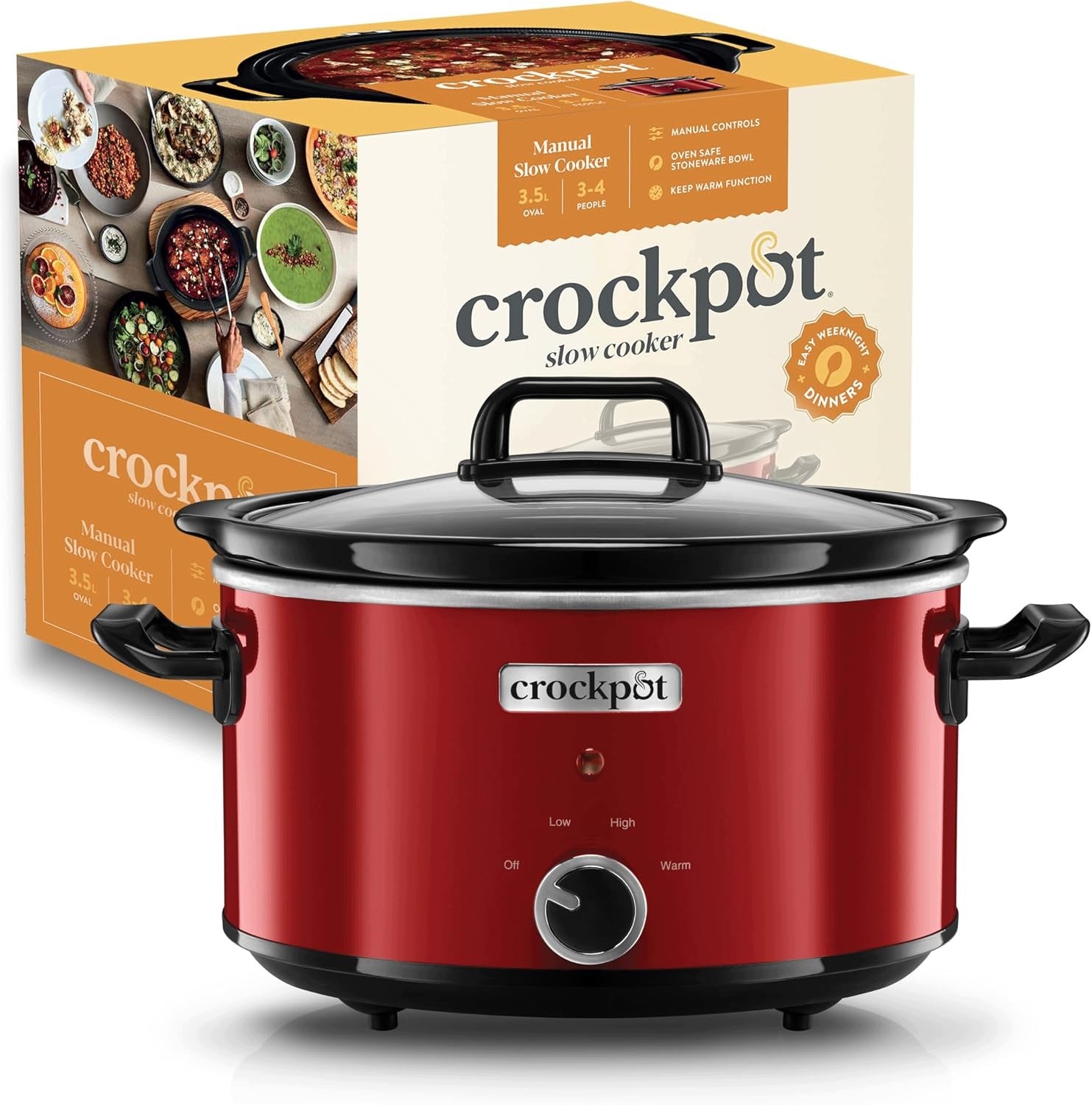 SLOW COOKER CROCK-POT 3,5L RED, 2 POWERS, STAINLESS STEEL