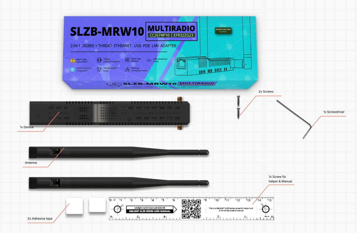 SLZB-MRW10U ZigBee Thread Z-Wave PoE USB WiFi ESP32 ETH MQTT ZHA HA adapter Packaging status original