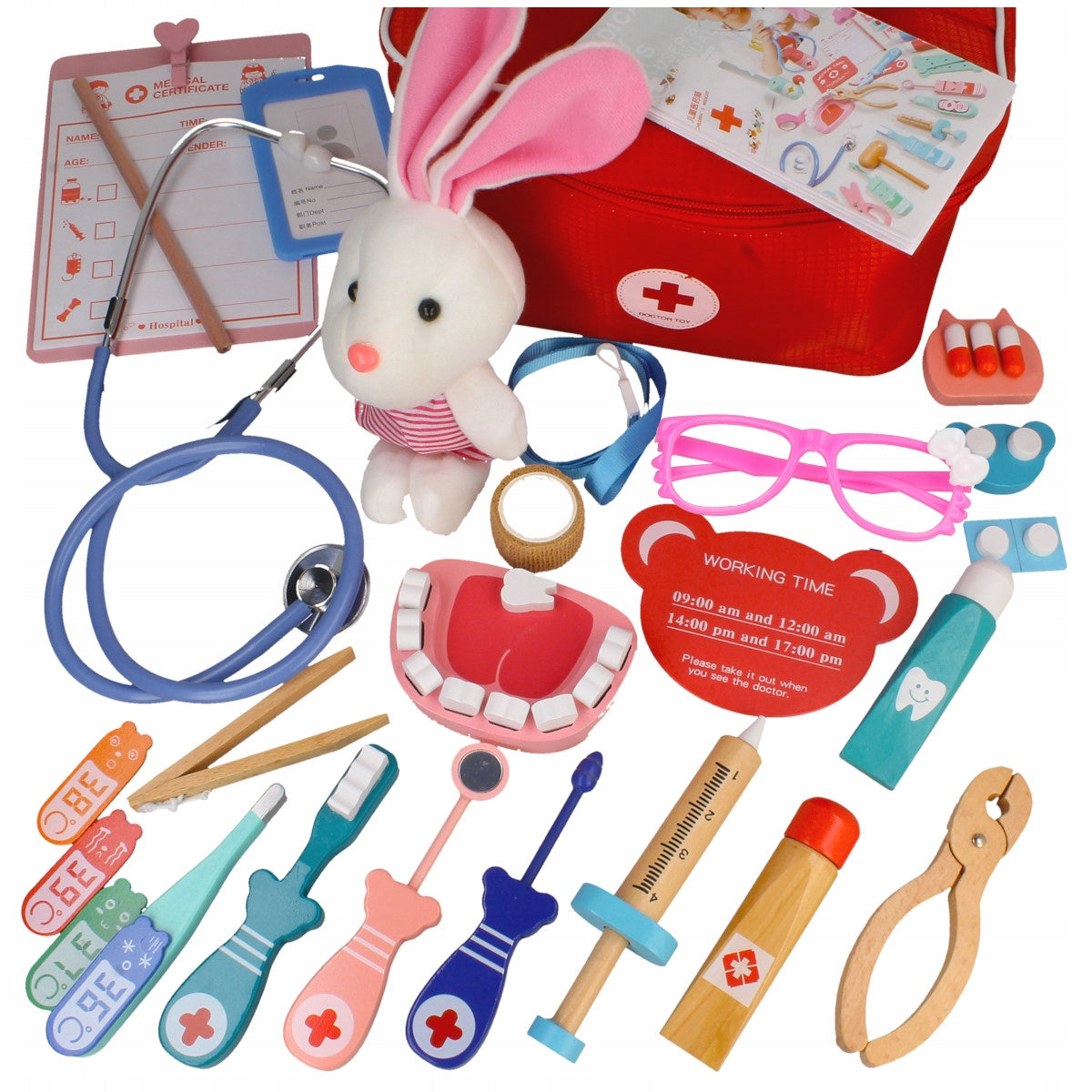 SMALL DOCTOR MEDICAL KIT DENTIST DOCTOR wooden 38 element. + bag Brand Stator