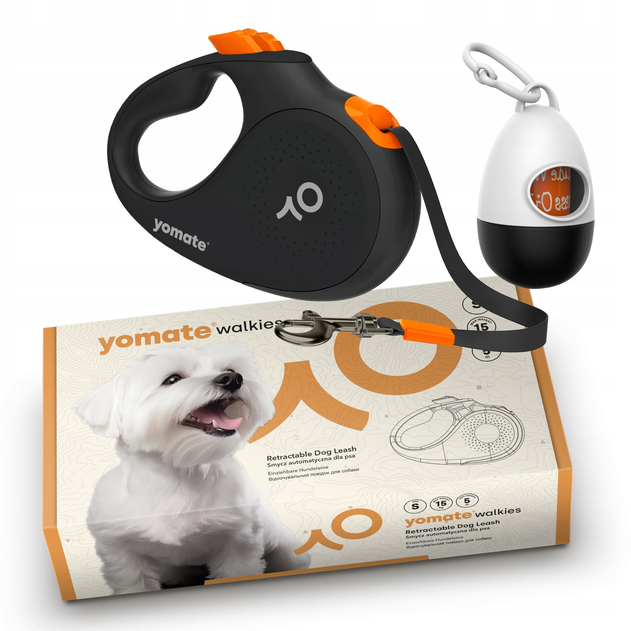 SMALL DOG UP TO 15 KG - LIGHTWEIGHT AUTOMATIC LEASH / TUV CERTIFIED MECHANISM