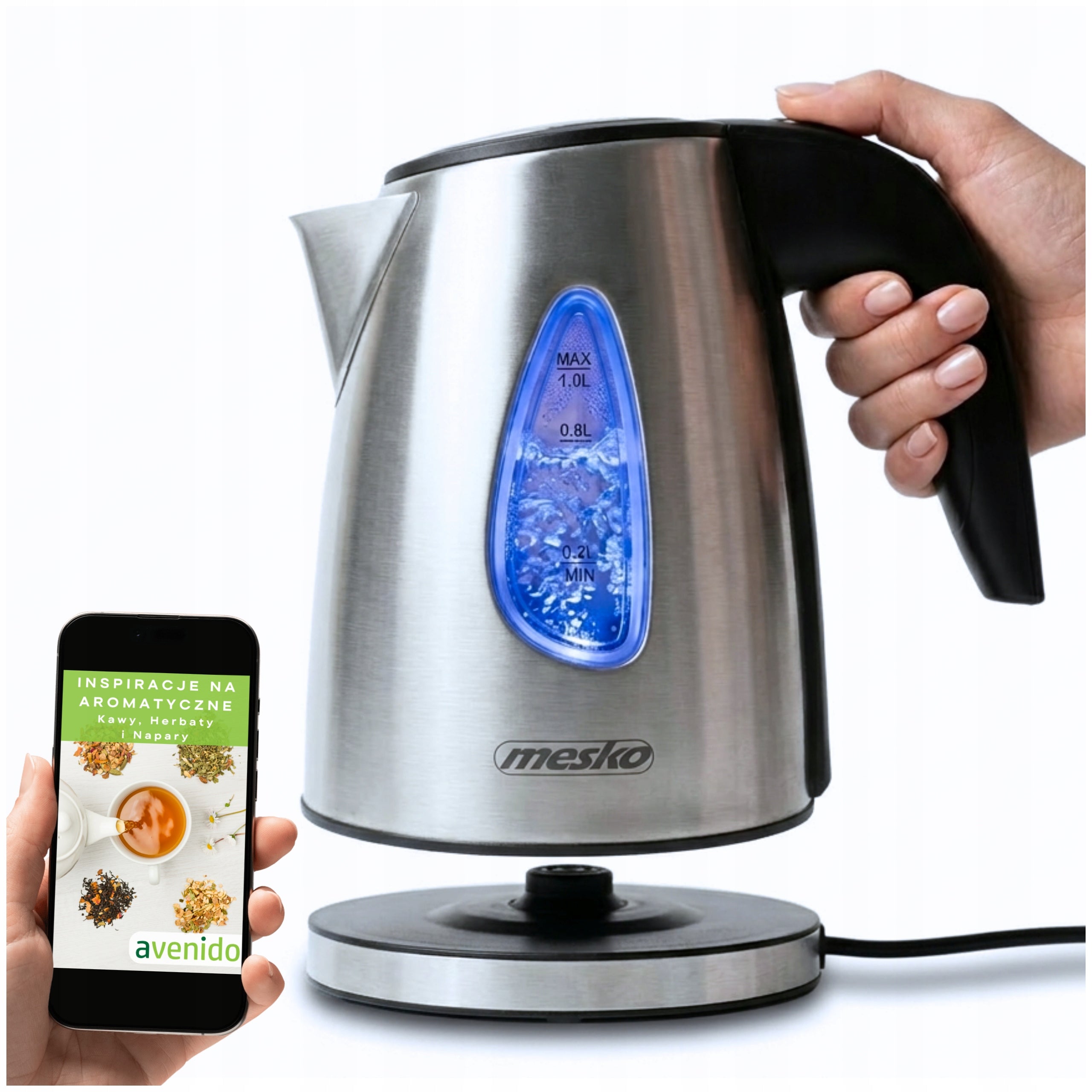 SMALL ELECTRIC KETTLE 1L WIRELESS METAL BACKLIGHT LED Filter