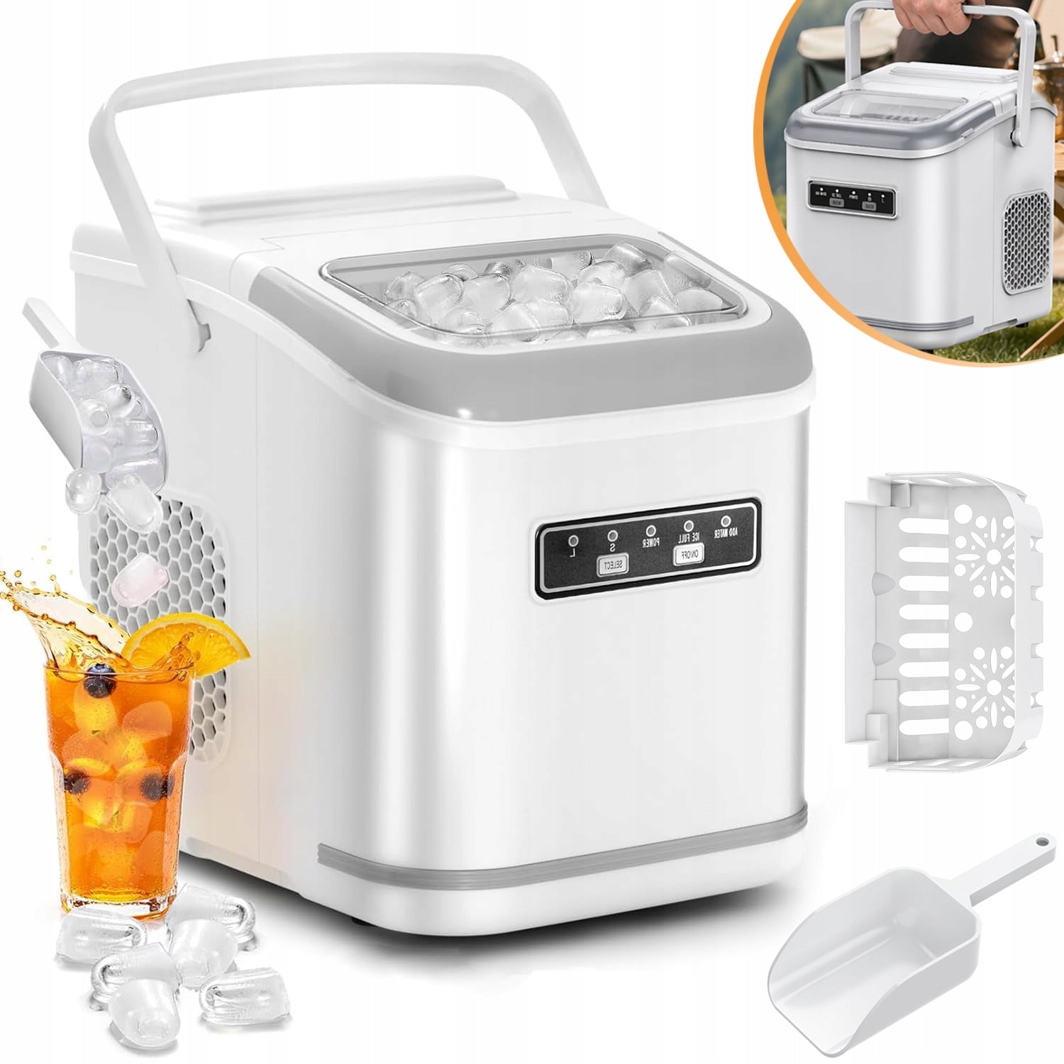 SMALL ICE CUBE MAKING MACHINE, 2 SIZES CUBES, ICE FOR HOME