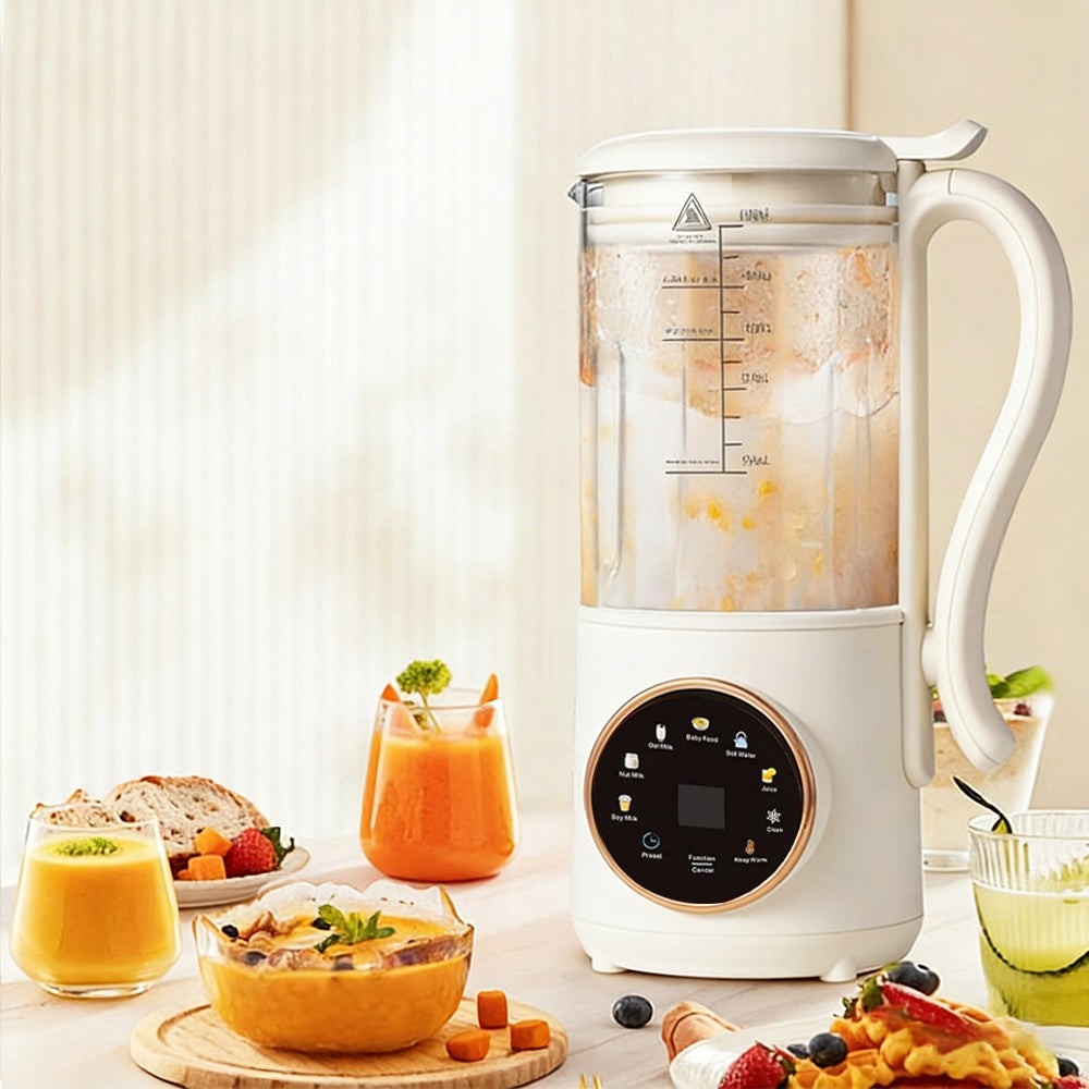 SMALL LED KITCHEN BLENDER 1400ML 8IN1 SELF-CLEANING 600W FOR SOY MILK Dominant color beige/brown