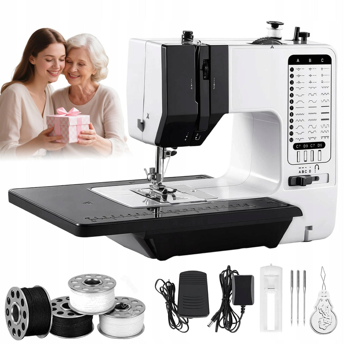 SMALL MULTIFUNCTIONAL SEWING MACHINE PORTABLE COMPACT 38 MODES