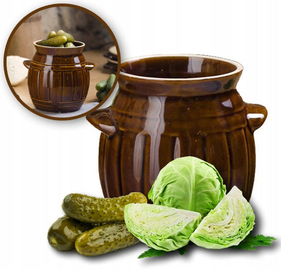 SMALL STONEWARE BARREL POT FOR PICKING CUCUMBERS CABBAGES, CERAMIC, 1.2L