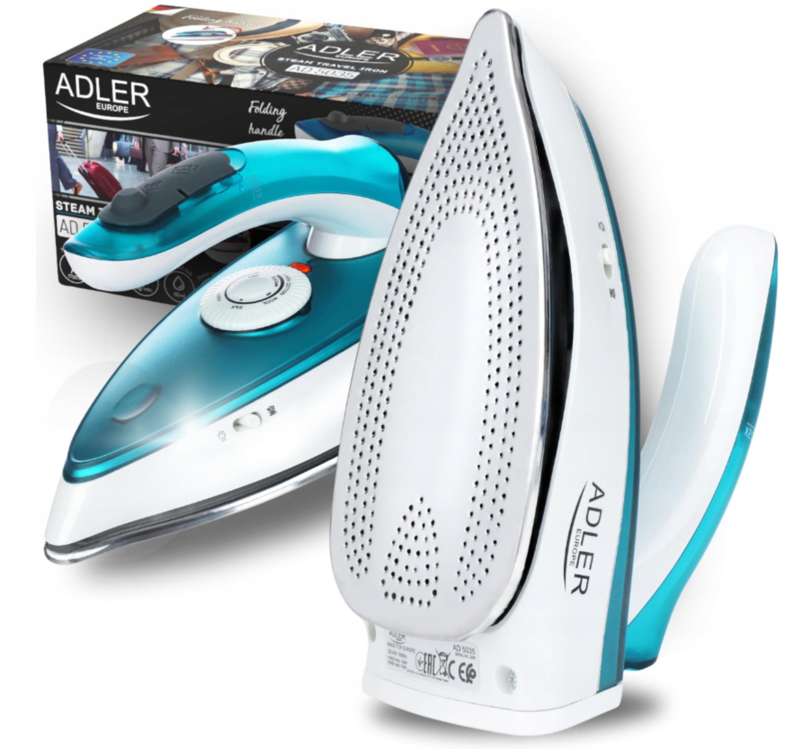 SMALL TOURIST IRON FOLDING 1700W STEAM Function Adjustable °C Travel