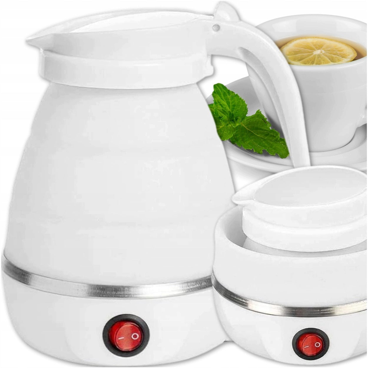 SMALL TOURIST KETTLE ELECTRIC FOLDABLE SILICONE TRAVEL 600ML