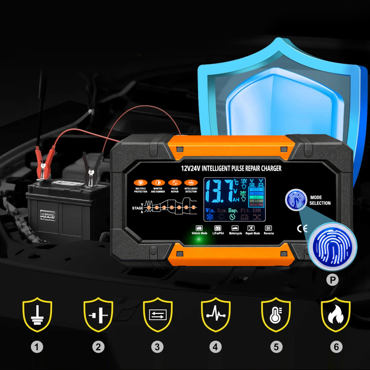 SMART 7in1 Battery Rectifier with 12V 24V Automatic Repair Function Manufacturer's catalog number SMART ENERGY PRO+