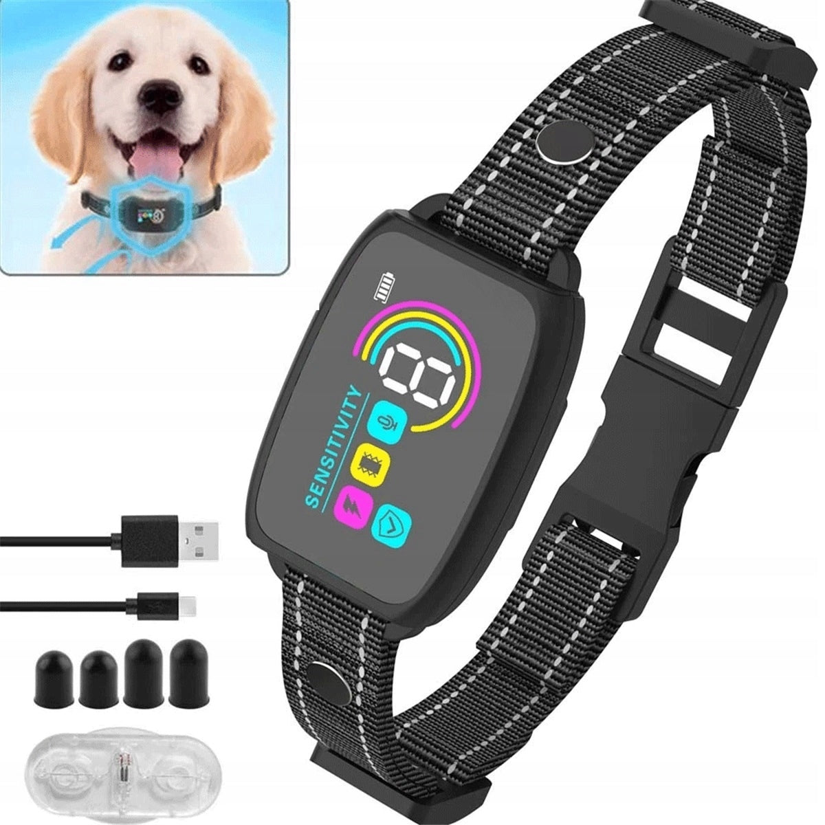 SMART ANTI-BARKING COLLAR WITH 8 LEVELS OF IP67 SENSITIVITY