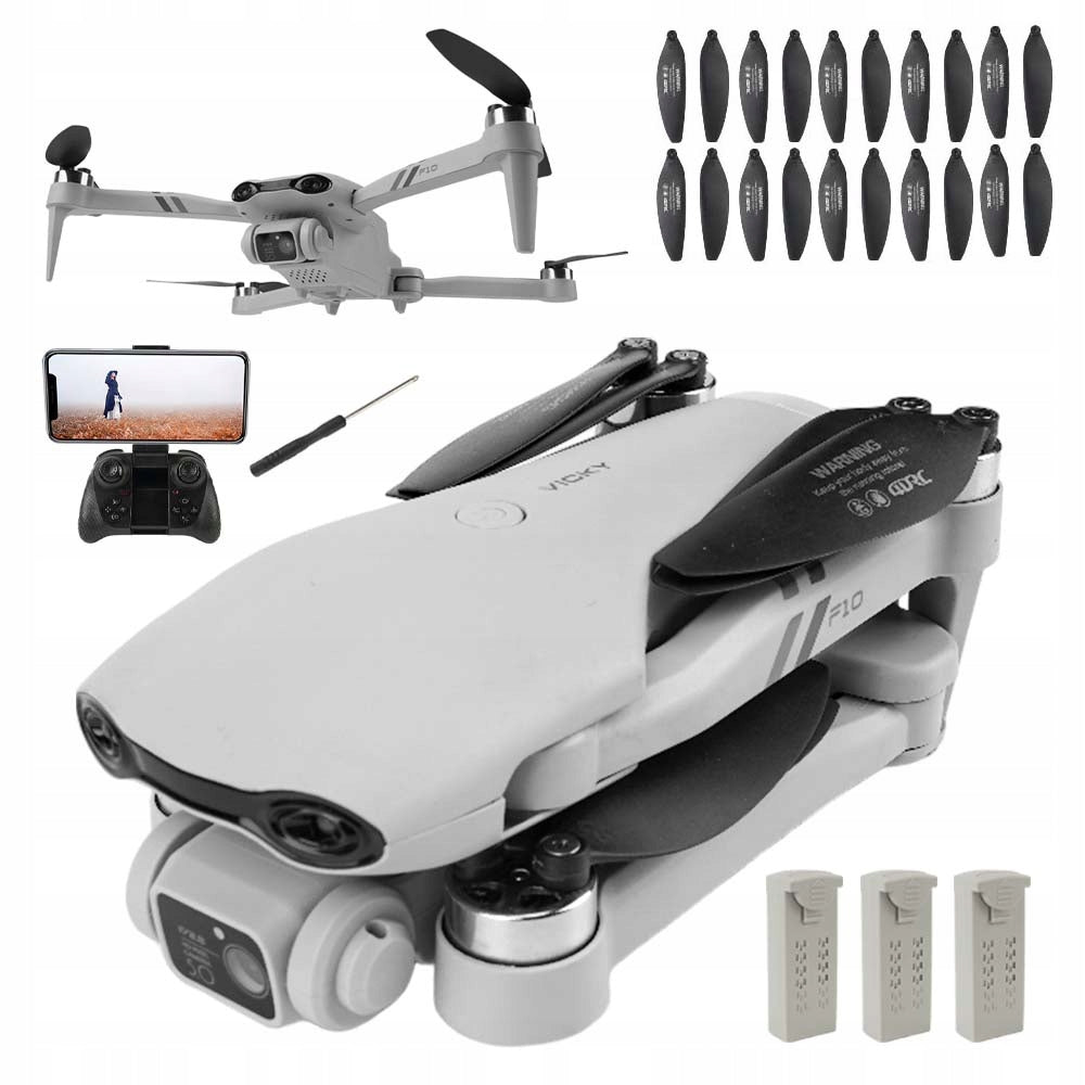SMART DRONE F10 TWO CAMERAS 4K HD WIFI TOY HOVER 200m 3 BATTERIES
