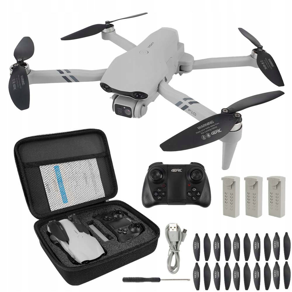 SMART DRONE F10 WITH TWO CAMERA 4K HD WIFI TOY HOVER 200m 3 BATTERIES