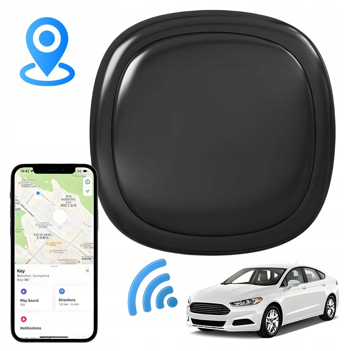 SMART GPS LOCATOR FOR VEHICLES, CAR LOCATOR, BLACK