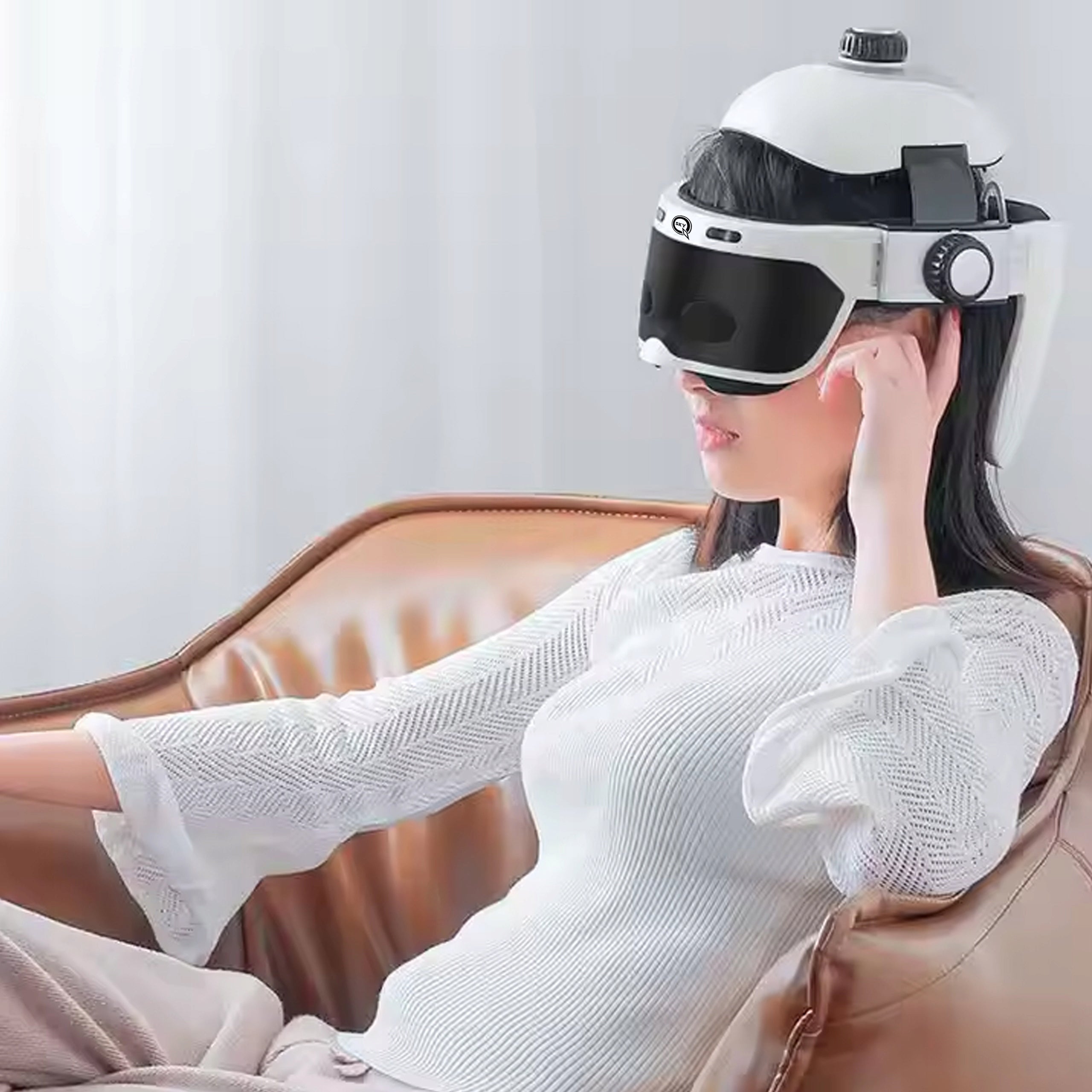 SMART HEAD MASSAGER FOR MIGRAINE RELAXATION WARM BLUETOOTH MUSIC Batteries included yes