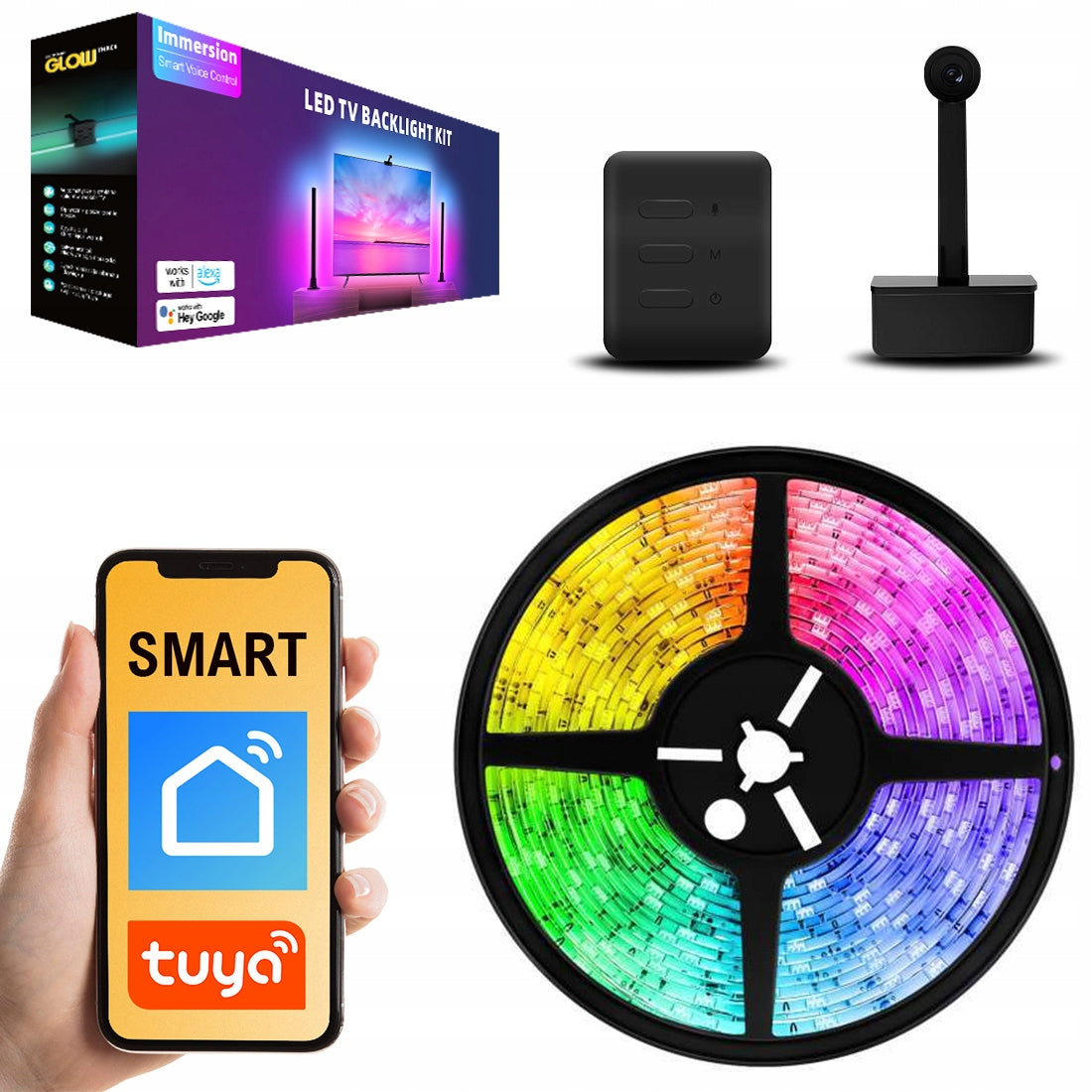 SMART LED RGB strip 3.8m for TV 55-65 Tuya Spacetronik colors in sound mode