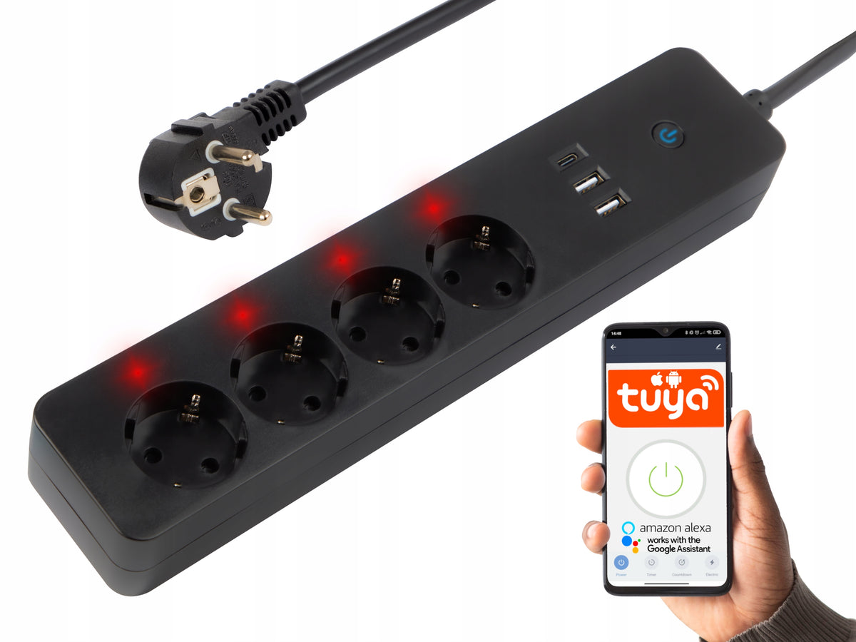 SMART NETWORK EXTENSION CABLE WIFI POWER STRIP 1,5m BLACK USB Packaging status original