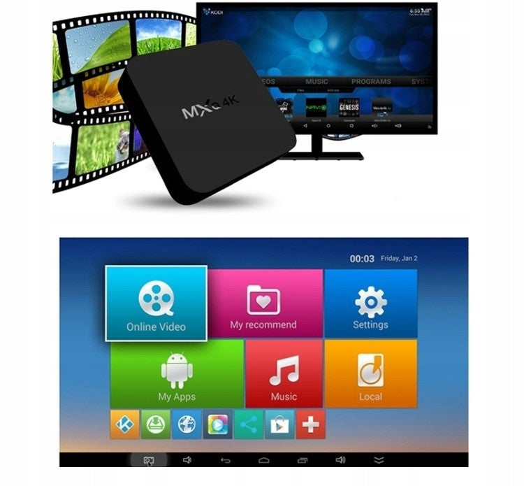 SMART TV BOX MXQ PRO FHD 4K 1+8GB ANDROID 7.1 DECODER PL POLISH MENU Model Pro 4K