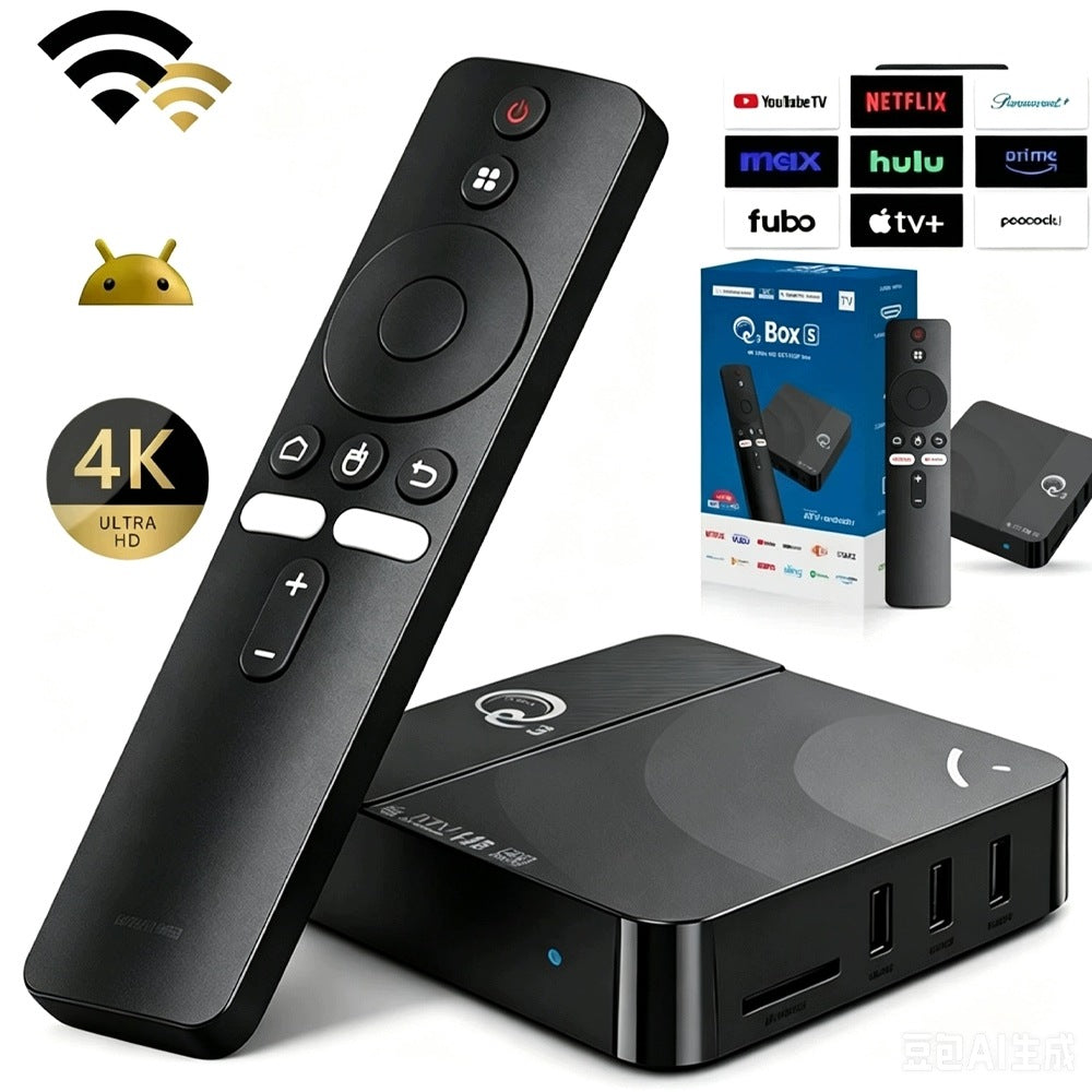 SMART TV TUNER 4K Q3 BOX S ANDROID 14 15 16, 1, H313, WITH VOICE REMOTE CONTROL
