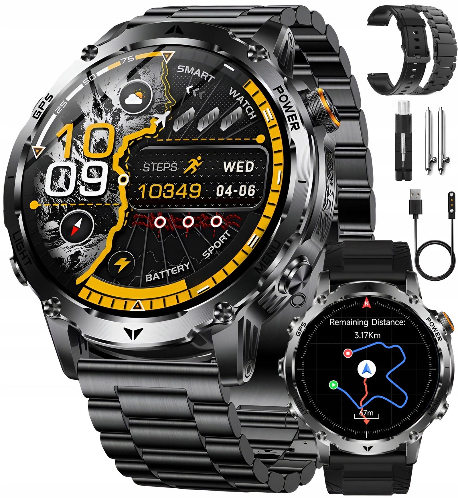SMARTWATCH GPS 1100MAH WATCH BAROMETER COMPASS FLASHLIGHT TALK PULSE SPORT