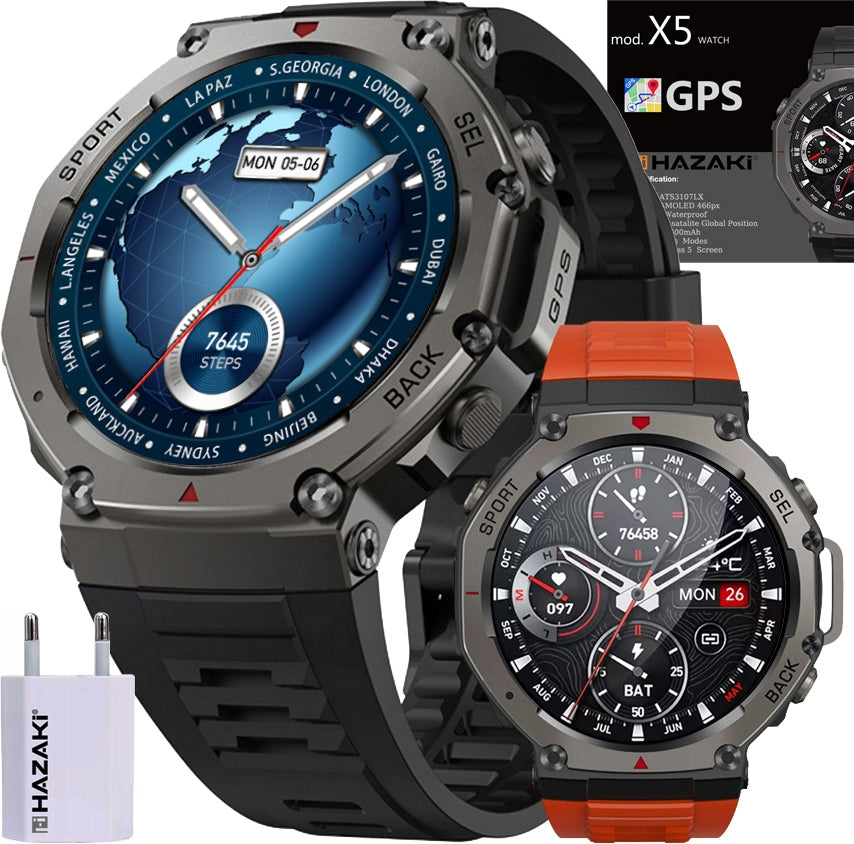 SMARTWATCH HAZAKI X5 AMOLED GPS WR50m 5BAR GLASS GORILLA GLASS BT54