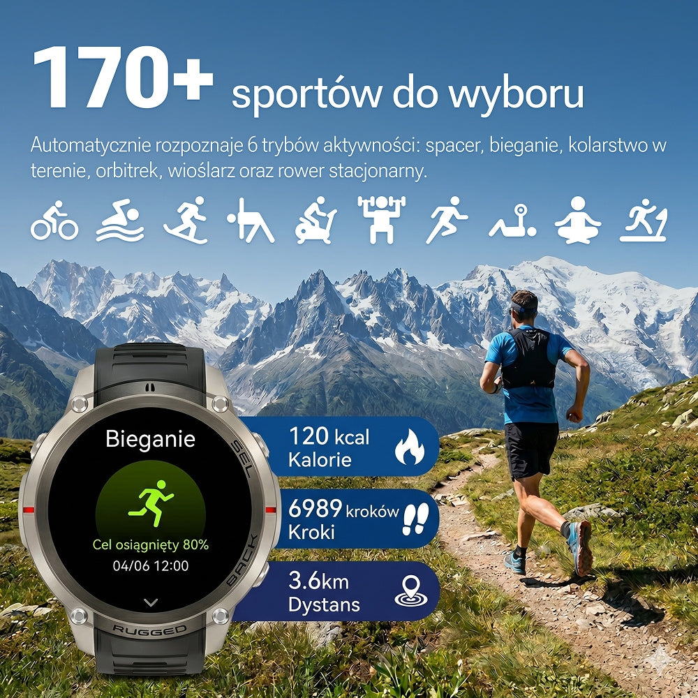 SMARTWATCH MEN'S BLACK WATCH WITH GPS AMOLED TALK WATERPROOF MENU PL Brand MOXEN