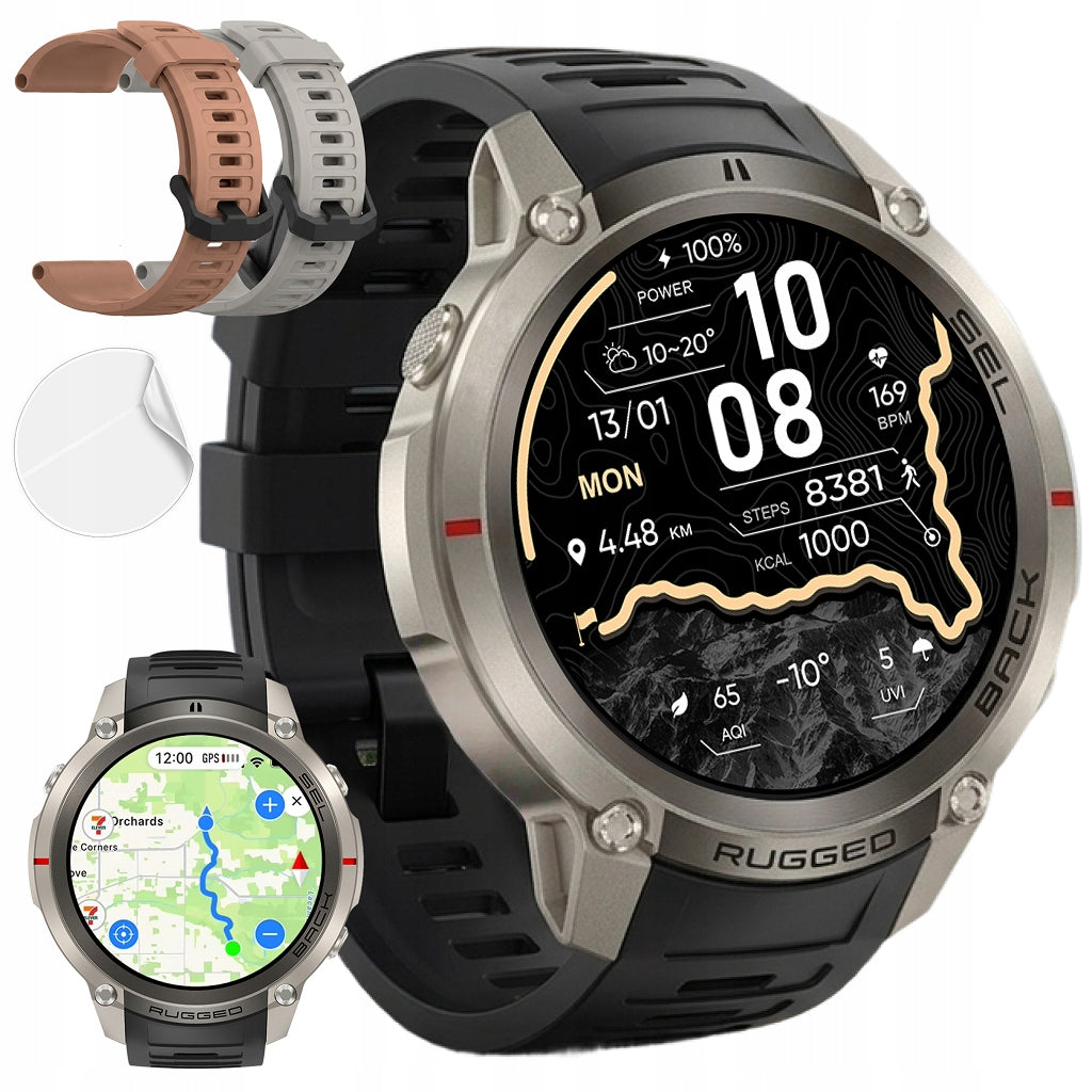 SMARTWATCH MEN'S BLACK WATCH WITH GPS AMOLED TALK WATERPROOF MENU PL