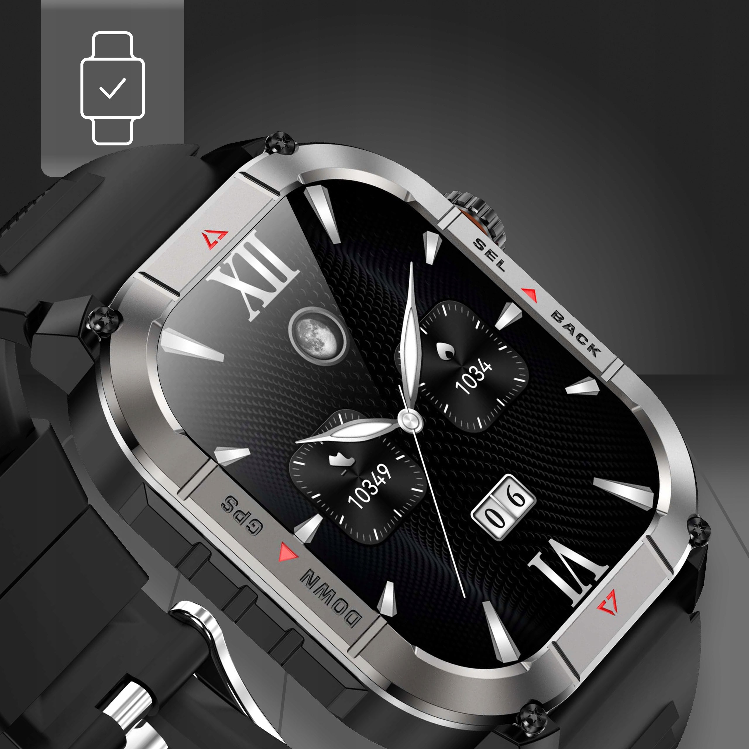 SMARTWATCH MEN'S GPS AMOLED WATCH TALK WATERPROOF 3ATM SPORT MENU PL Manufacturer code HK84-GPS-AMOLED-BT-3ATM
