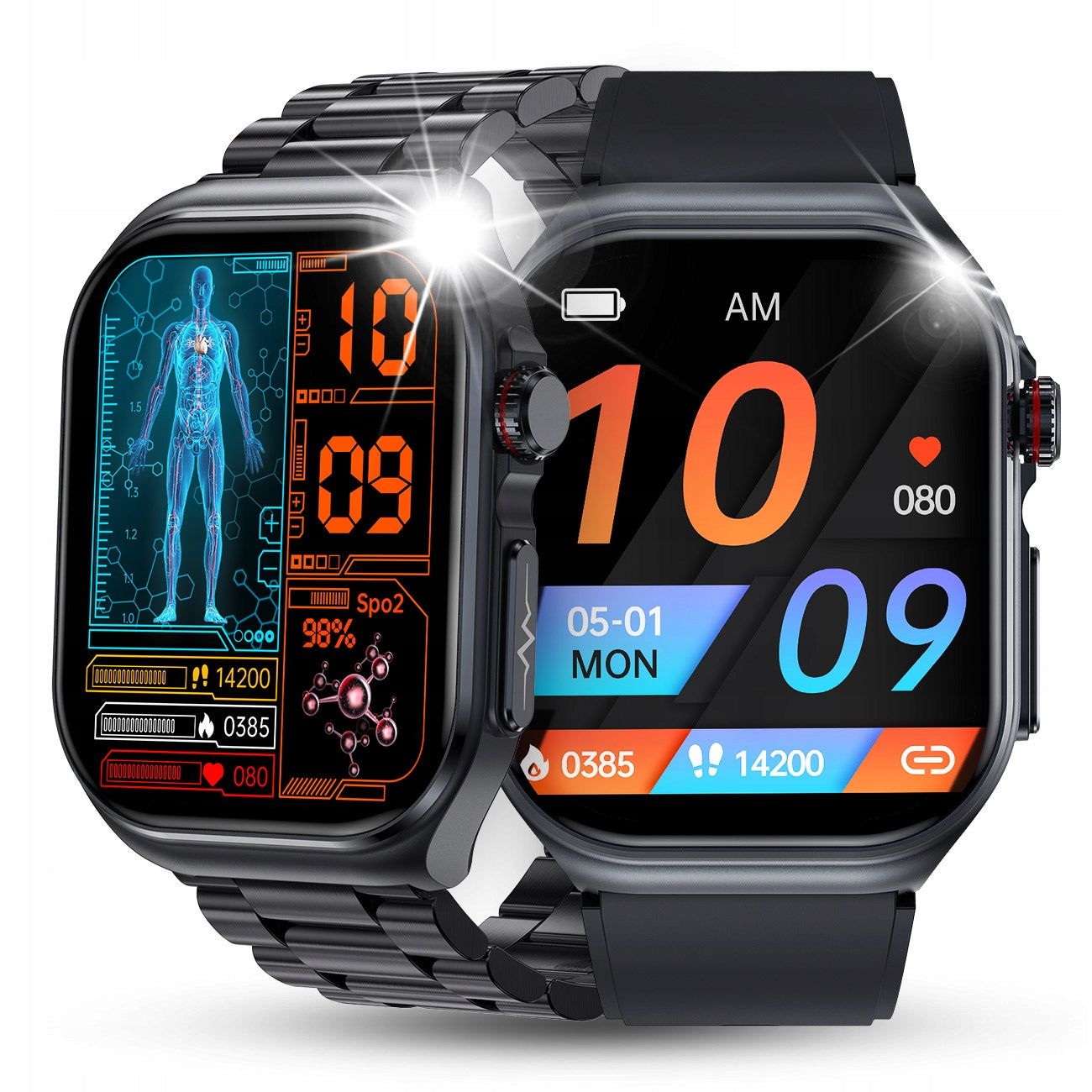 SMARTWATCH MEN'S WATCH EKG PRESSURE MEASUREMENT AMOLED CALL NOTIFICATIONS