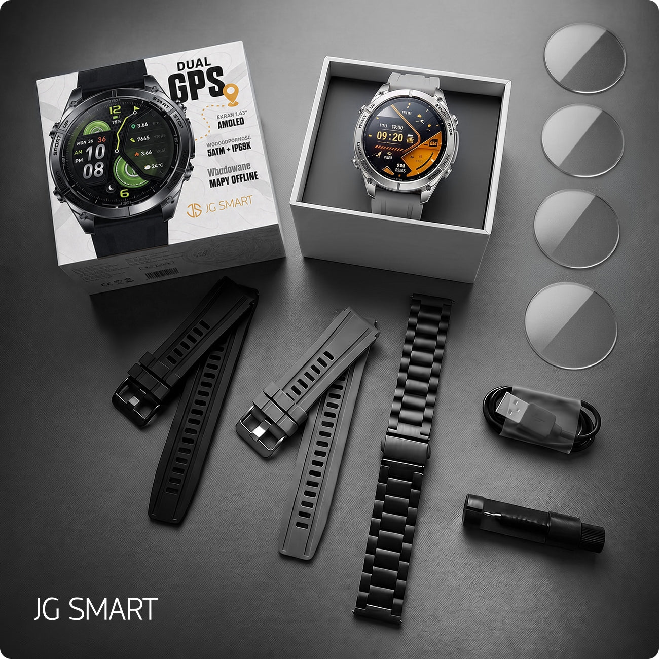 SMARTWATCH MEN'S WATERPROOF IP69K DUAL GPS MAP COMPASS FLASHLIGHT VOICE RECORDER AI Manufacturer code SMART WATCH POLSKIE MENU DUAL GPS MAPY 5 ATM