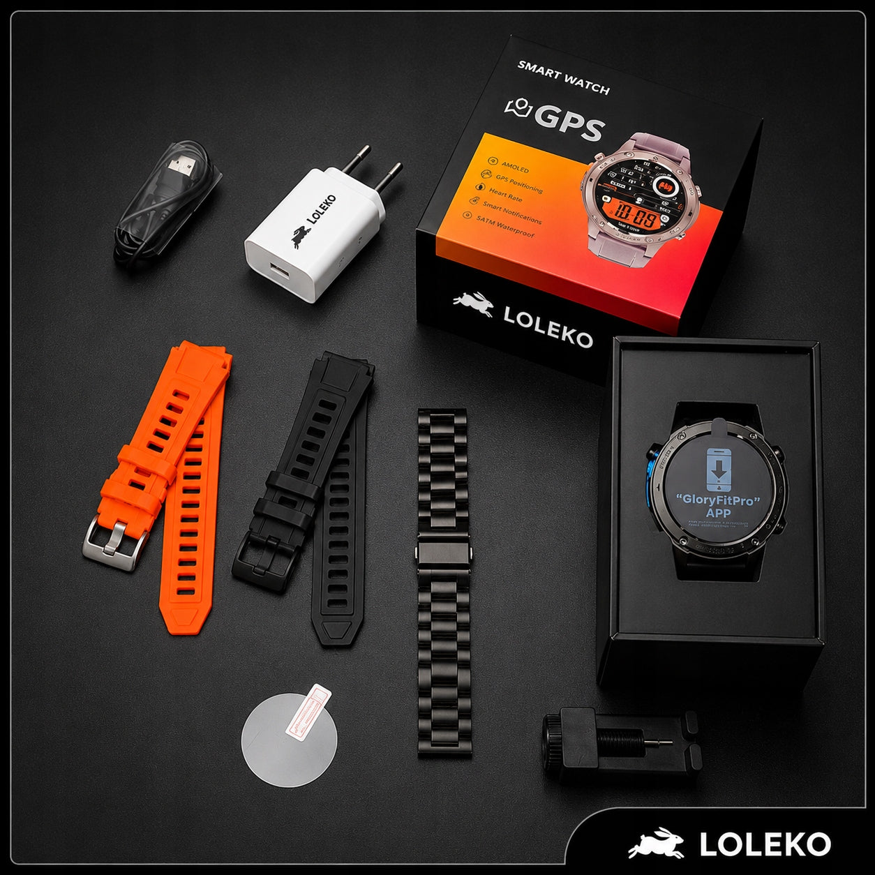 SMARTWATCH MEN'S WATERPROOF TALK MENU PL GPS AMOLED SPORT WATCH Packaging status original