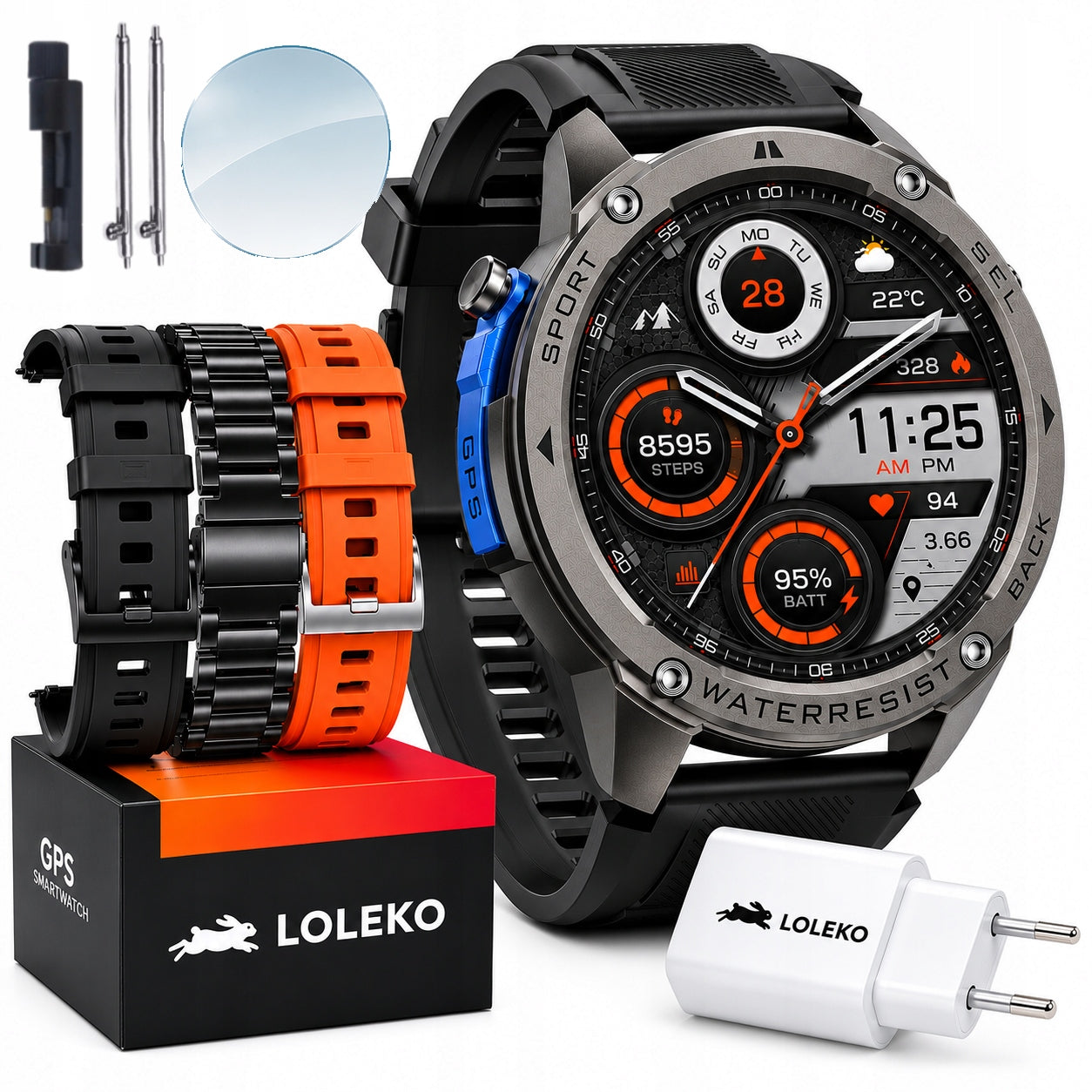 SMARTWATCH MEN'S WATERPROOF TALK MENU PL GPS AMOLED SPORT WATCH