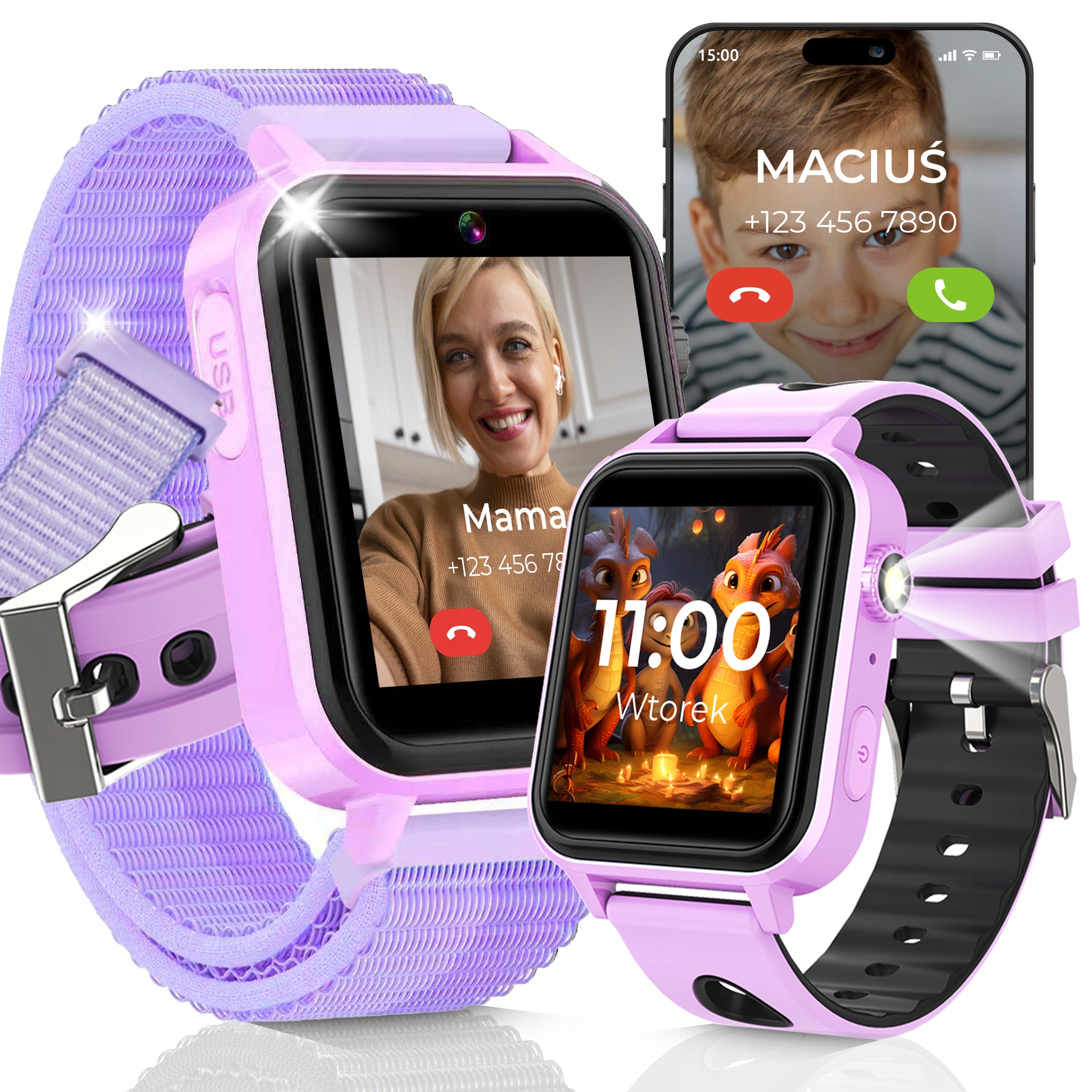 SMARTWATCH WATCH PHONE FOR CHILDREN TALK MUSIC GAMES FLASHLIGHT PEDOMETER Manufacturer code Smartwatch dziecięcy