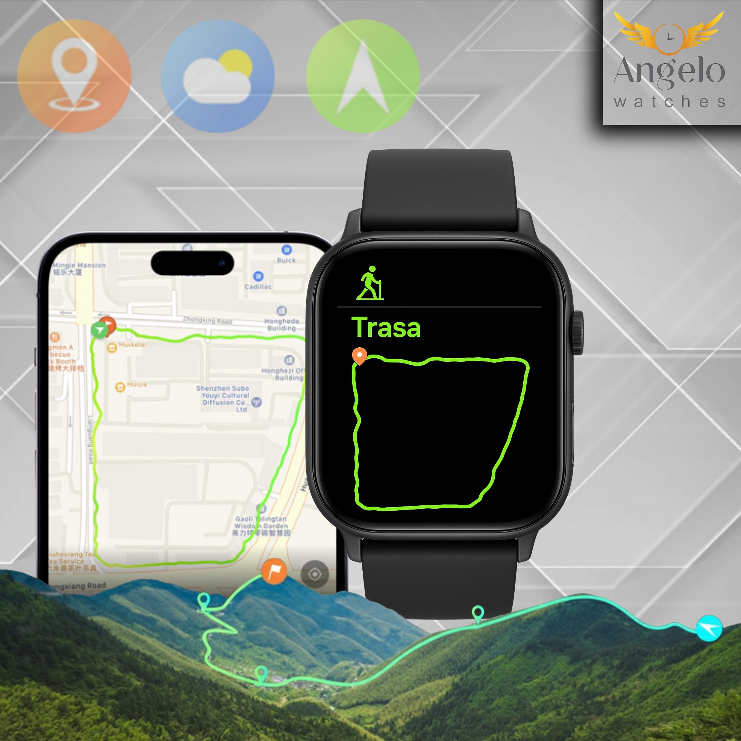 SMARTWATCH WOMEN'S WATCH GPS WATERPROOF CONVERSATION SPORT HEART RATE POLISH MENU Brand Angelo Watches