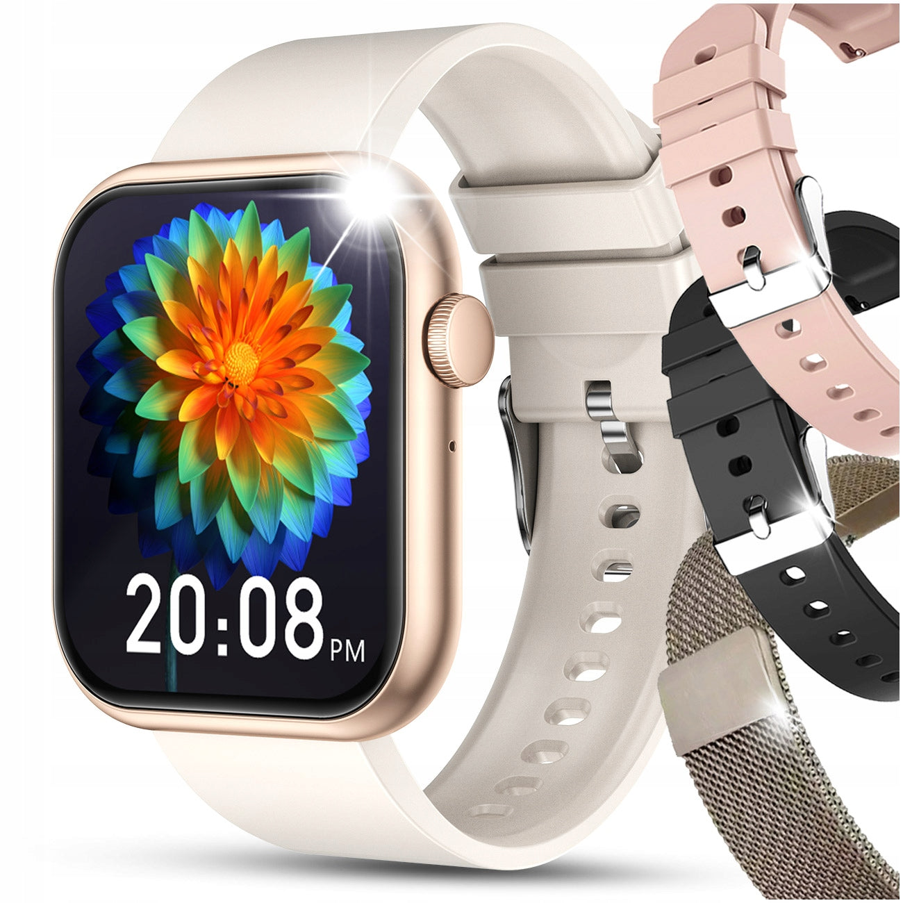 SMARTWATCH WOMEN'S WATCH TALK SMS SPORT HEALTH GOLD MENU PL + 4 STRIPES