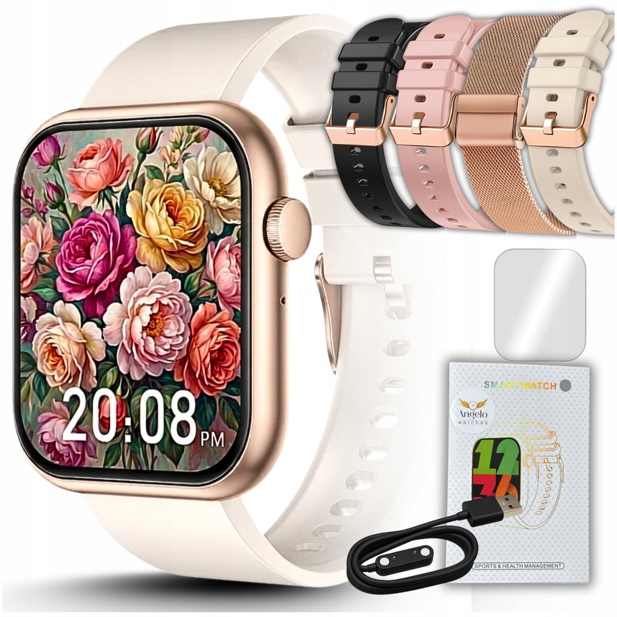 SMARTWATCH WOMEN'S WATCH TALK SMS SPORT HEALTH GOLD MENU PL + FREEBIE