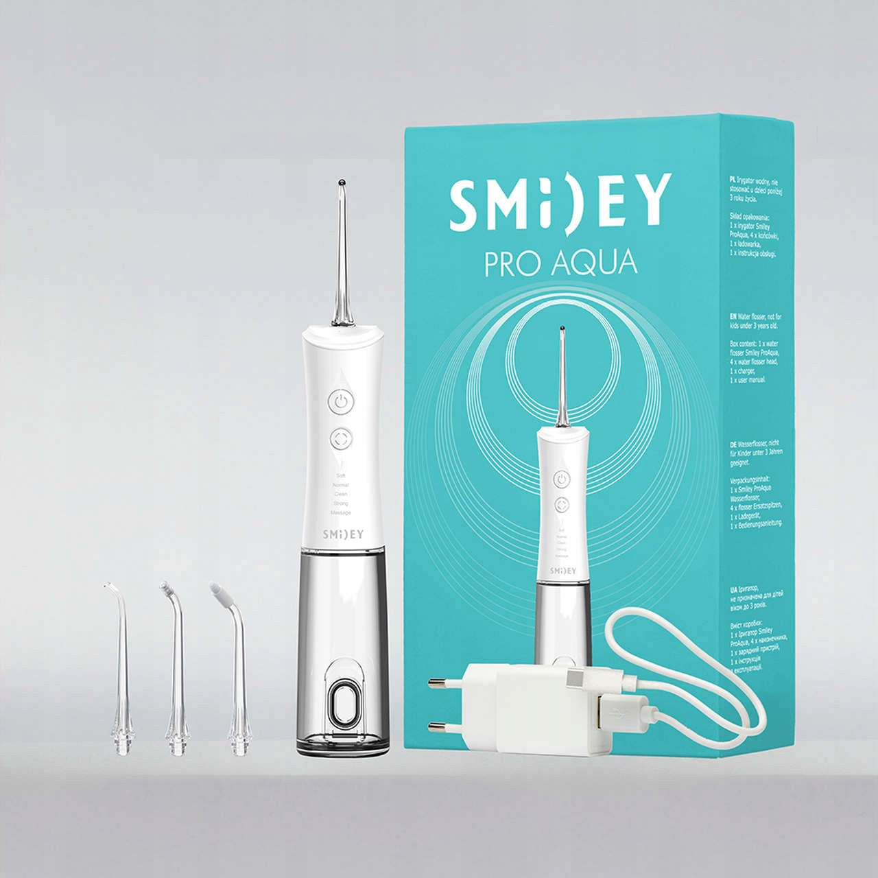 SMILEY WIRELESS DENTAL TOOTH IRRIGATION 4 TIPS + freebie Batteries included yes