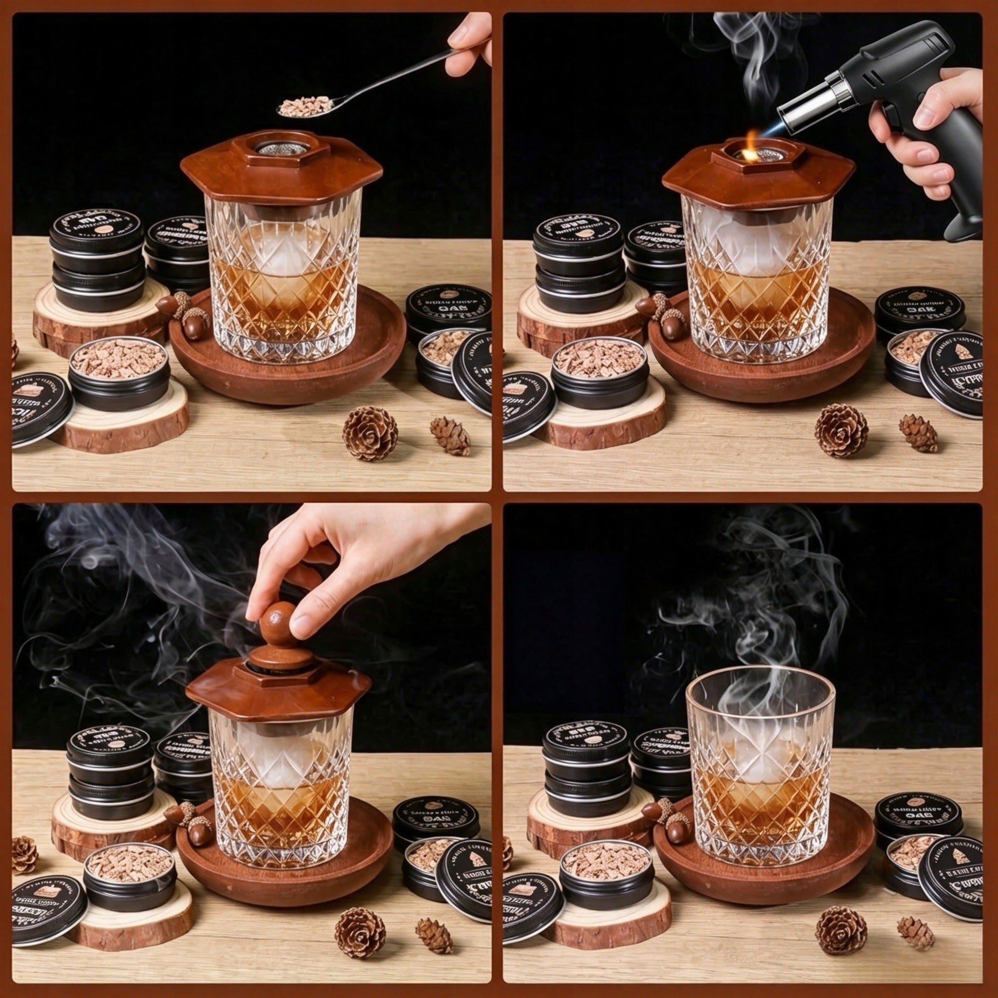 SMOKING SET WHISKEY SMOKER BIRTHDAY GIFT FOR MAN+BURNER Manufacturer code smoker do whisky zestaw dla miłośnika whisky