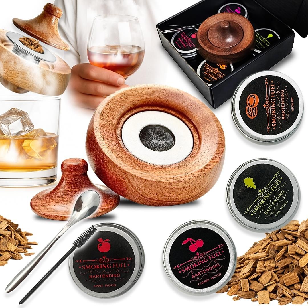SMOKING SET WHISKEY SMOKER WOOD GIFT FOR BOYFRIEND PORTABLE Packaging status original