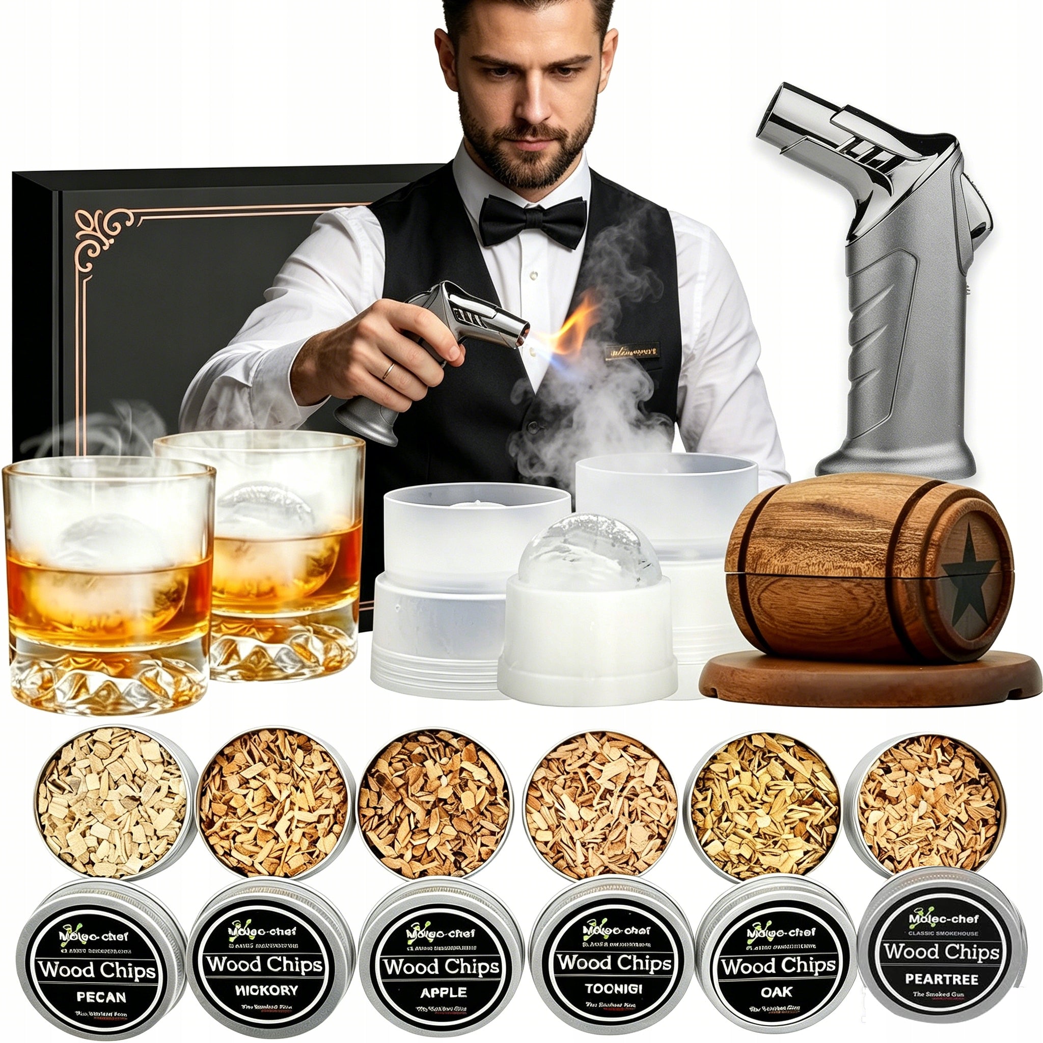 SMOKING SET WHISKEY SMOKER XL GIFT FOR MAN PEASANT 11IN1 LARGE